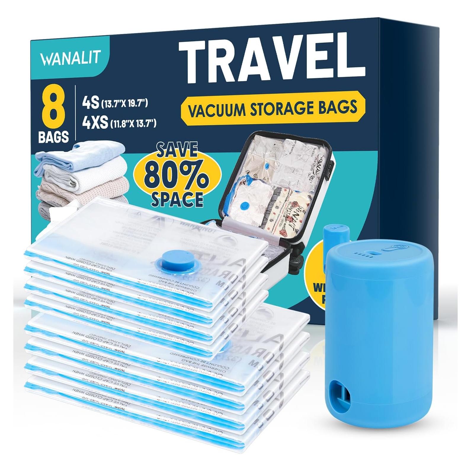 Bolsas de Almacenamiento al Vacío WANALIT 8 Paquete Viaje