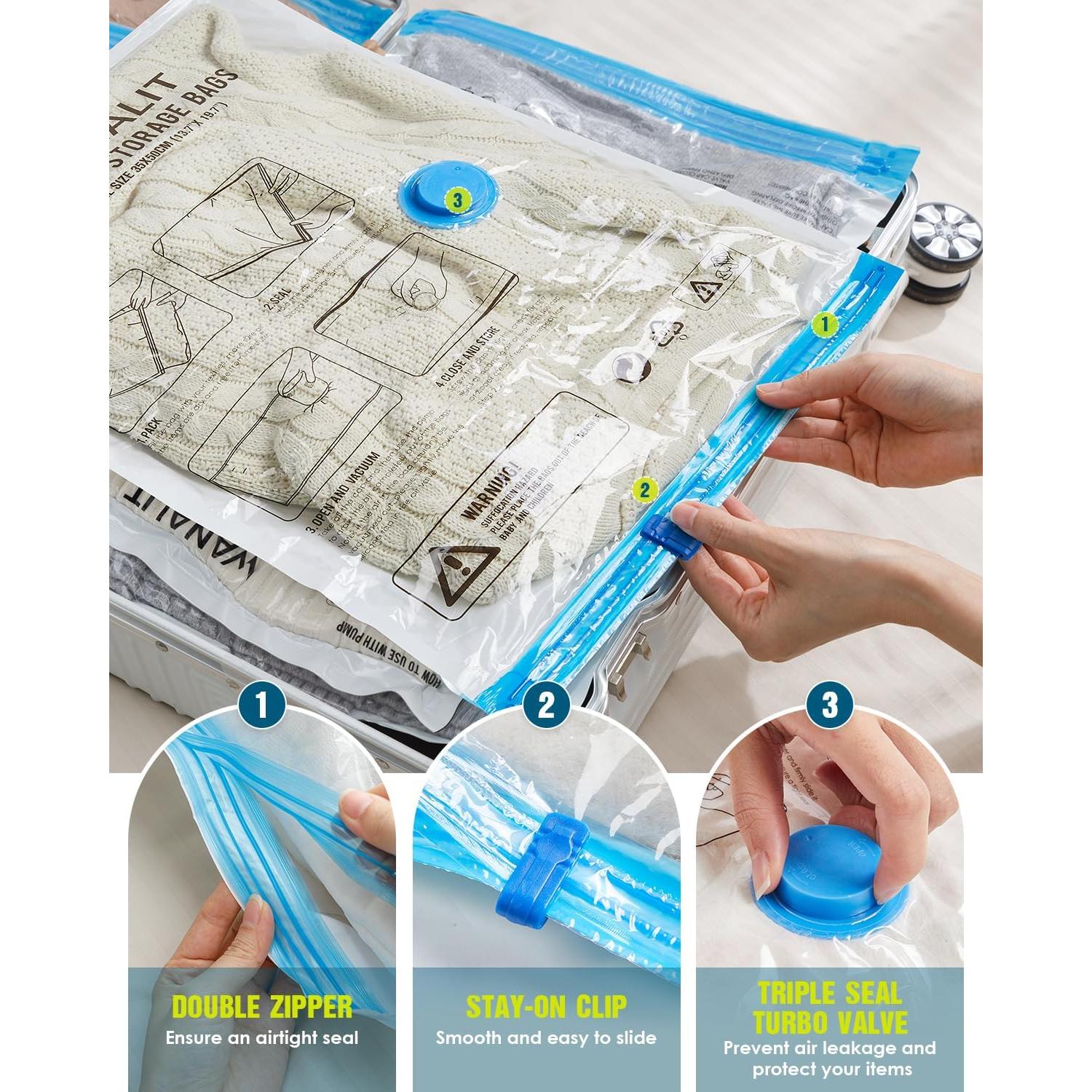 Bolsas de Almacenamiento al Vacío WANALIT 8 Paquete Viaje