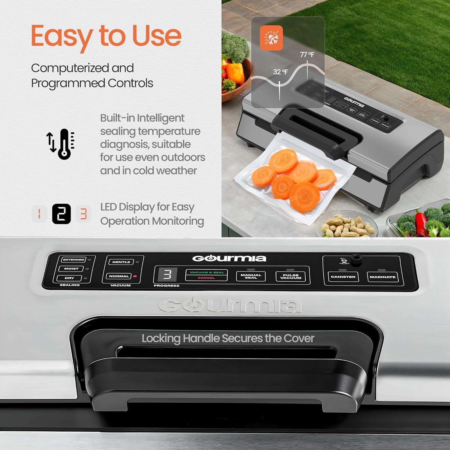 Máquina Selladora al Vacío Gourmia GVS1415 15 L/min Acero Inoxidable