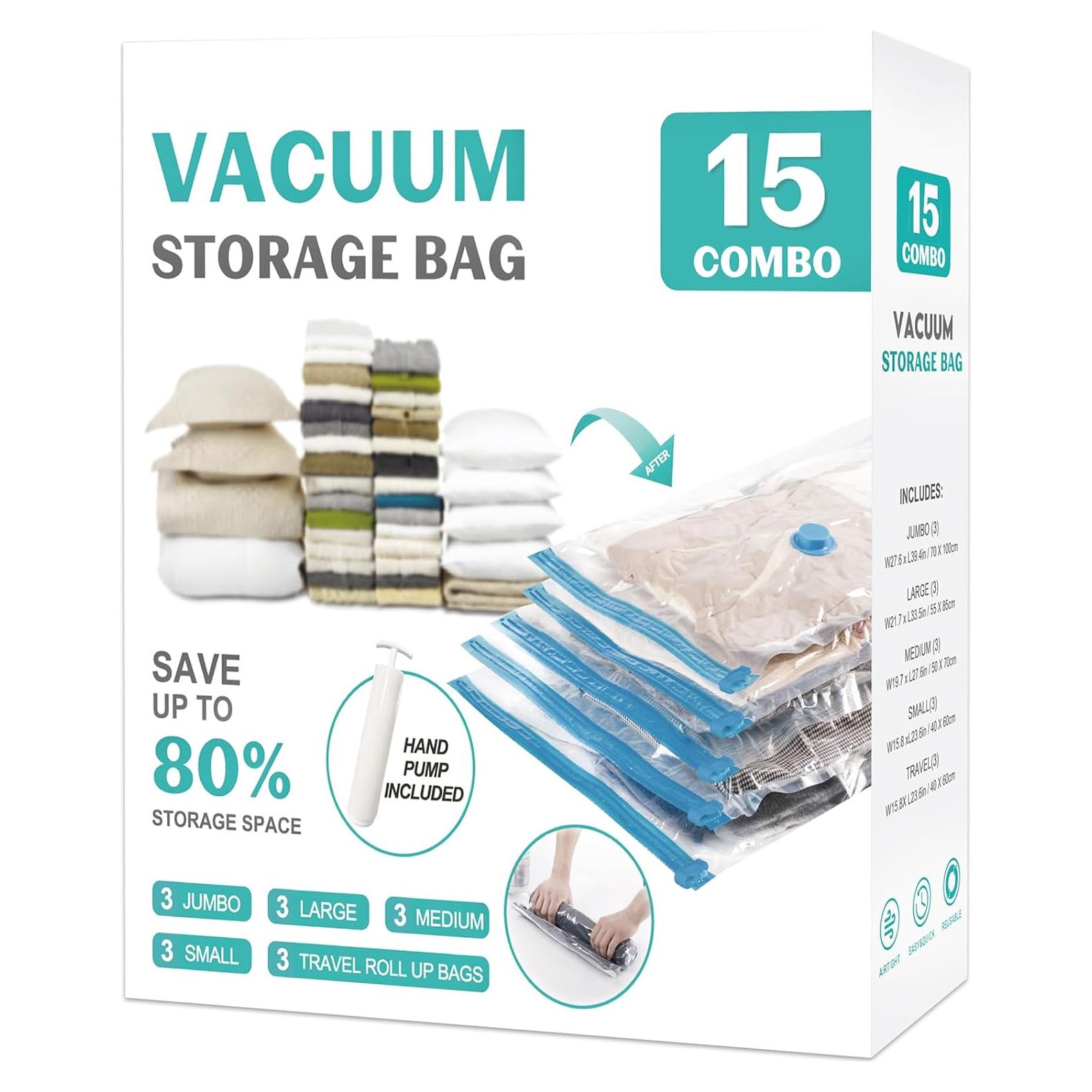 Paquete 15 Bolsas Almacenamiento Vacío ZOESTORAGE 1,15 kg