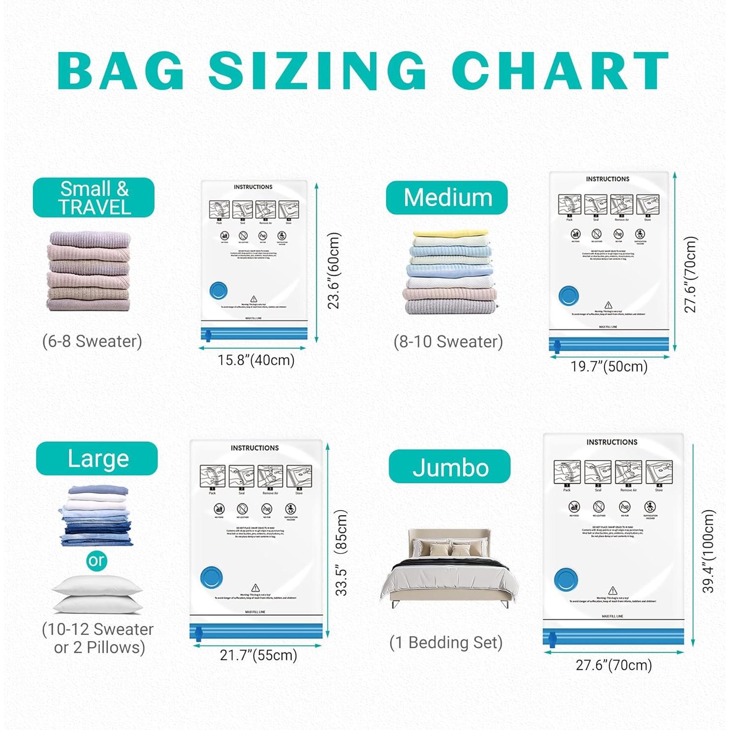 Paquete 15 Bolsas Almacenamiento Vacío ZOESTORAGE 1,15 kg