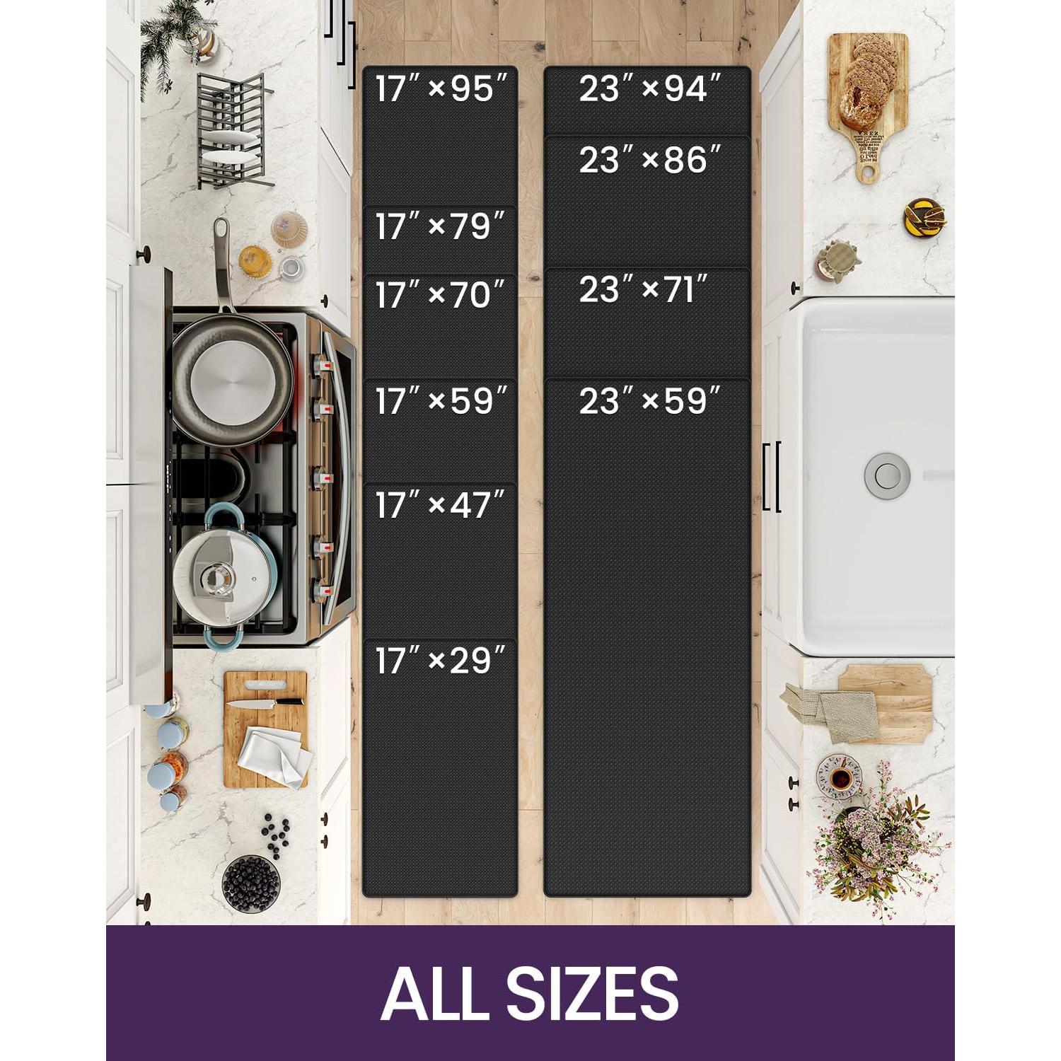 Mats de Cocina DEXI Antifatiga Acolchados 238x58 cm Negro