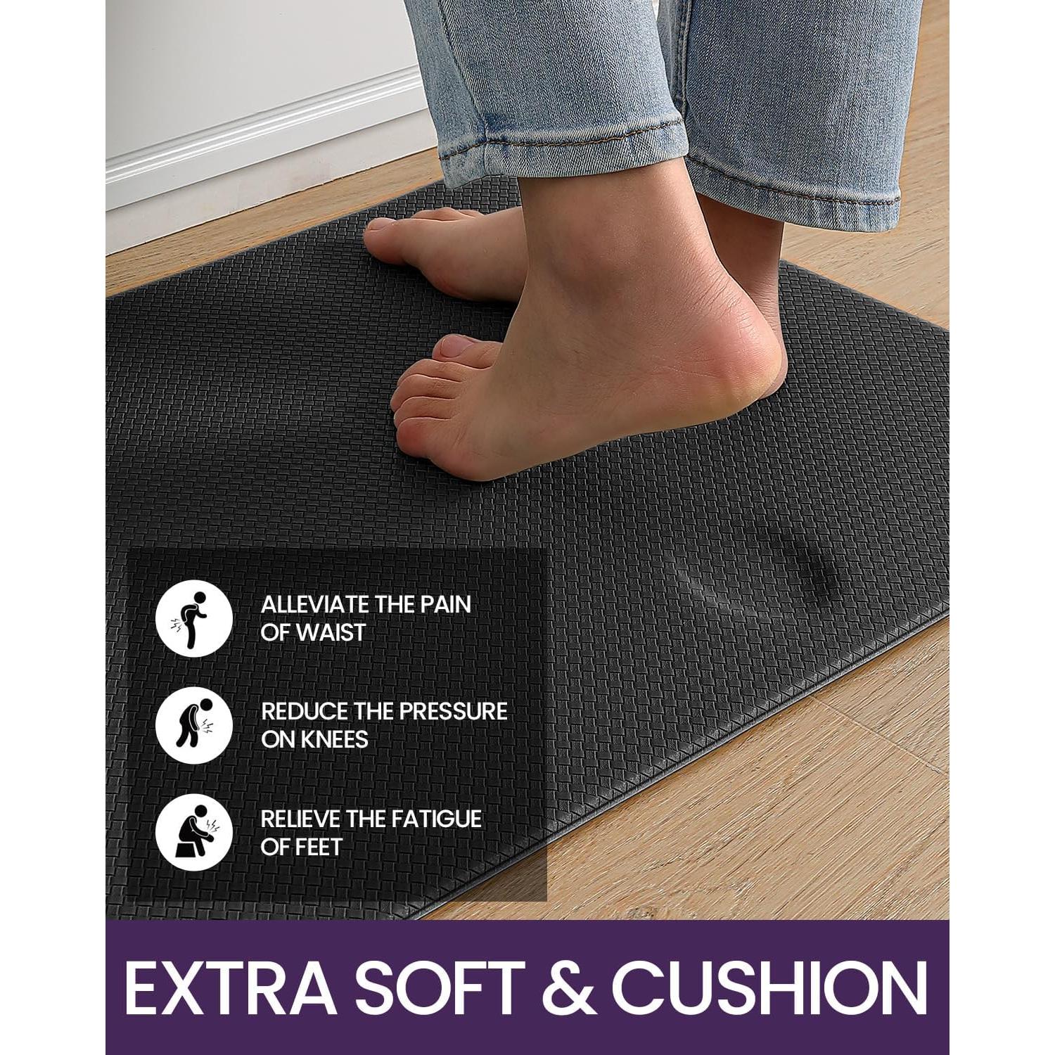 Mats de Cocina DEXI Antifatiga Acolchados 238x58 cm Negro