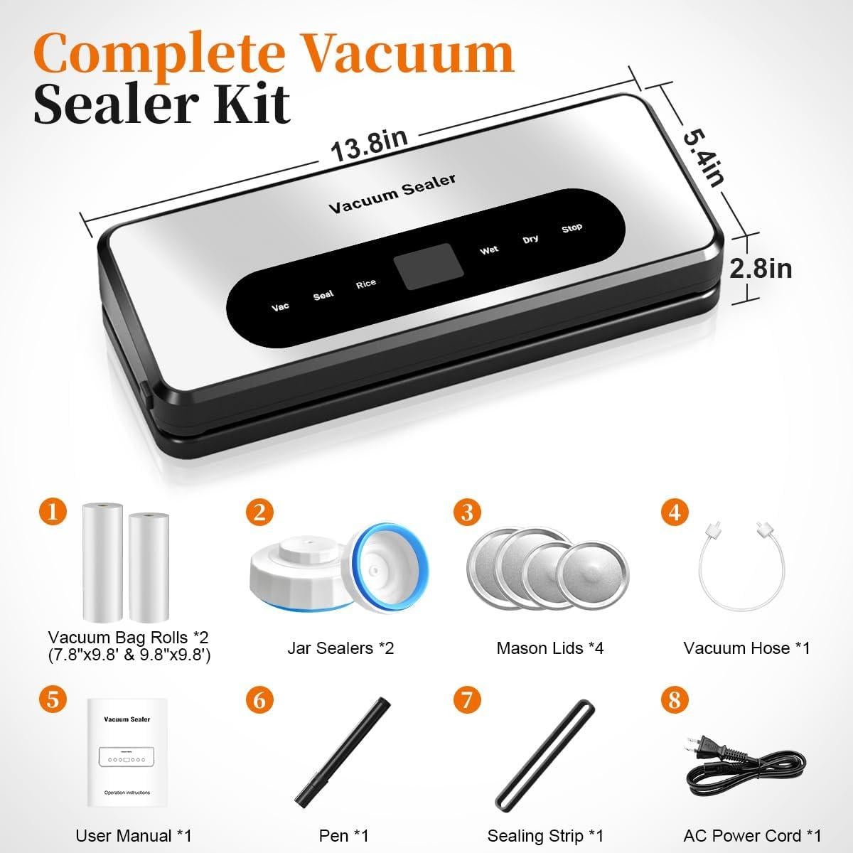 Máquina de Sellado al Vacío LACRTOPE con Luz UV-C y Kit