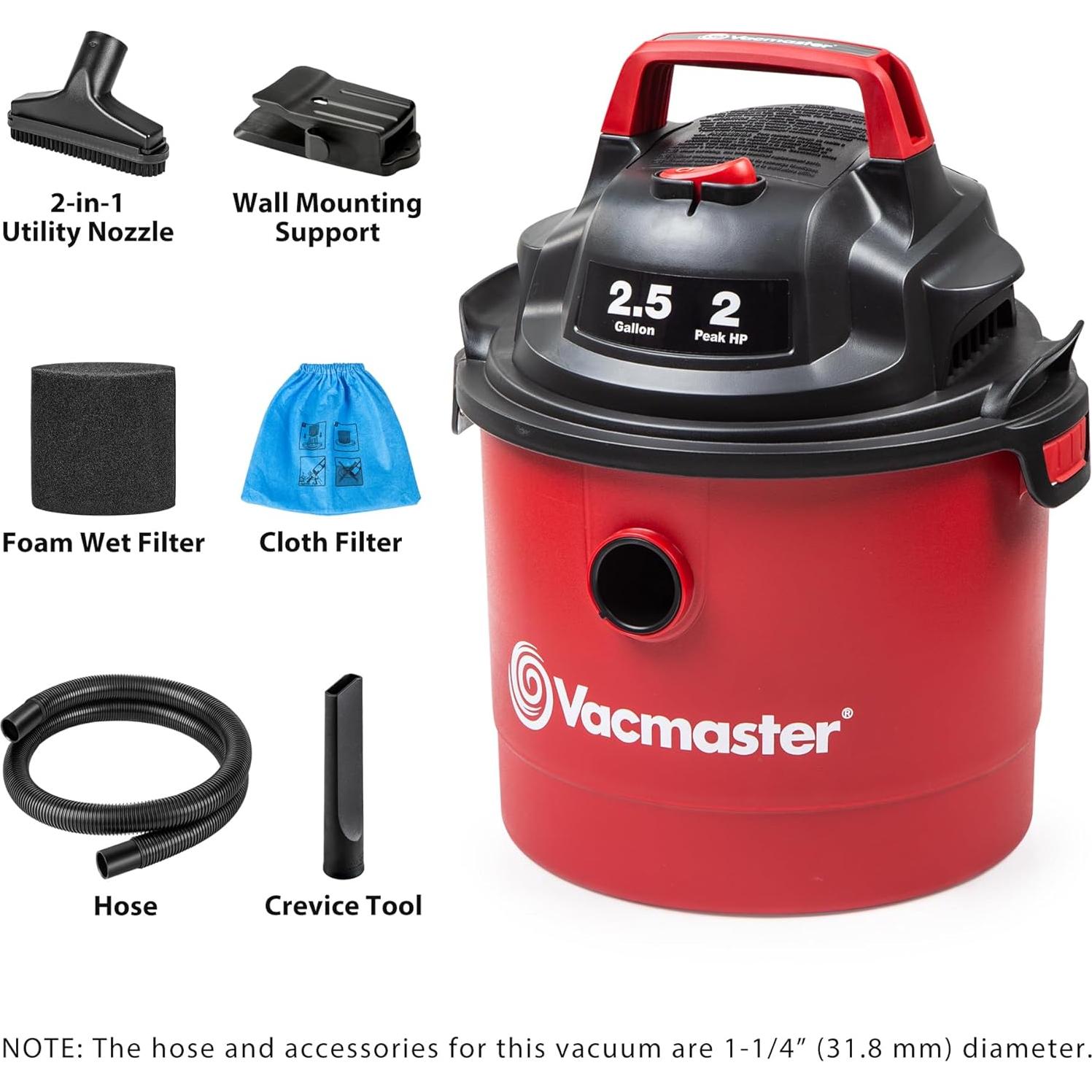 Aspiradora Húmeda/Seca Vacmaster 2.5 Gal 2 HP Montable