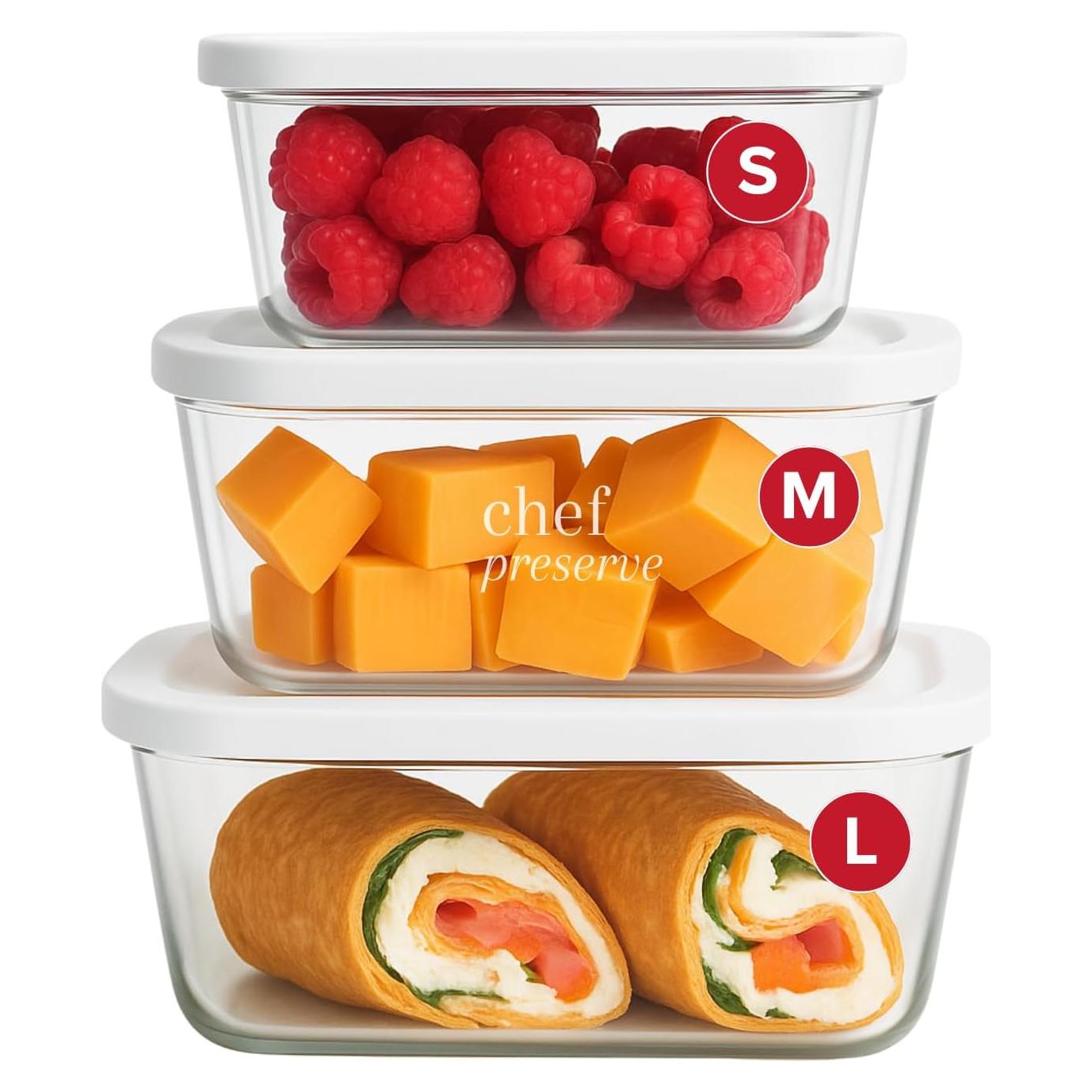 Set de 3 Contenedores de Vacío de Vidrio Chef Preserve