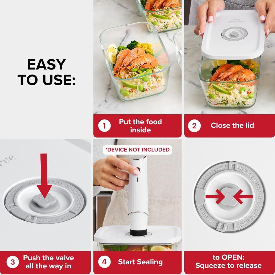 Set de 3 Contenedores de Vacío de Vidrio Chef Preserve