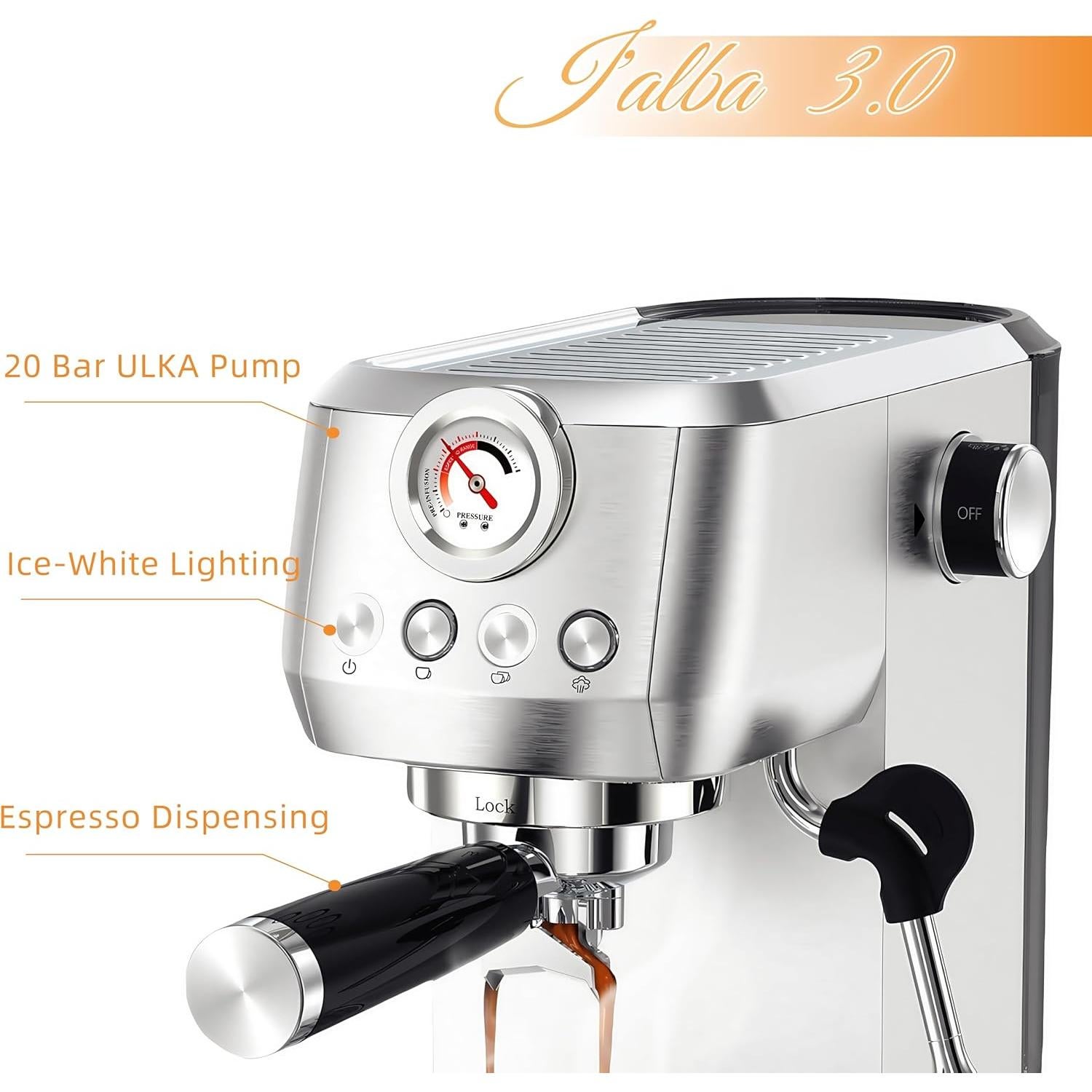 Cafetera Espresso MAttinata I'alba Pro 20 Bar Acero Inoxidable