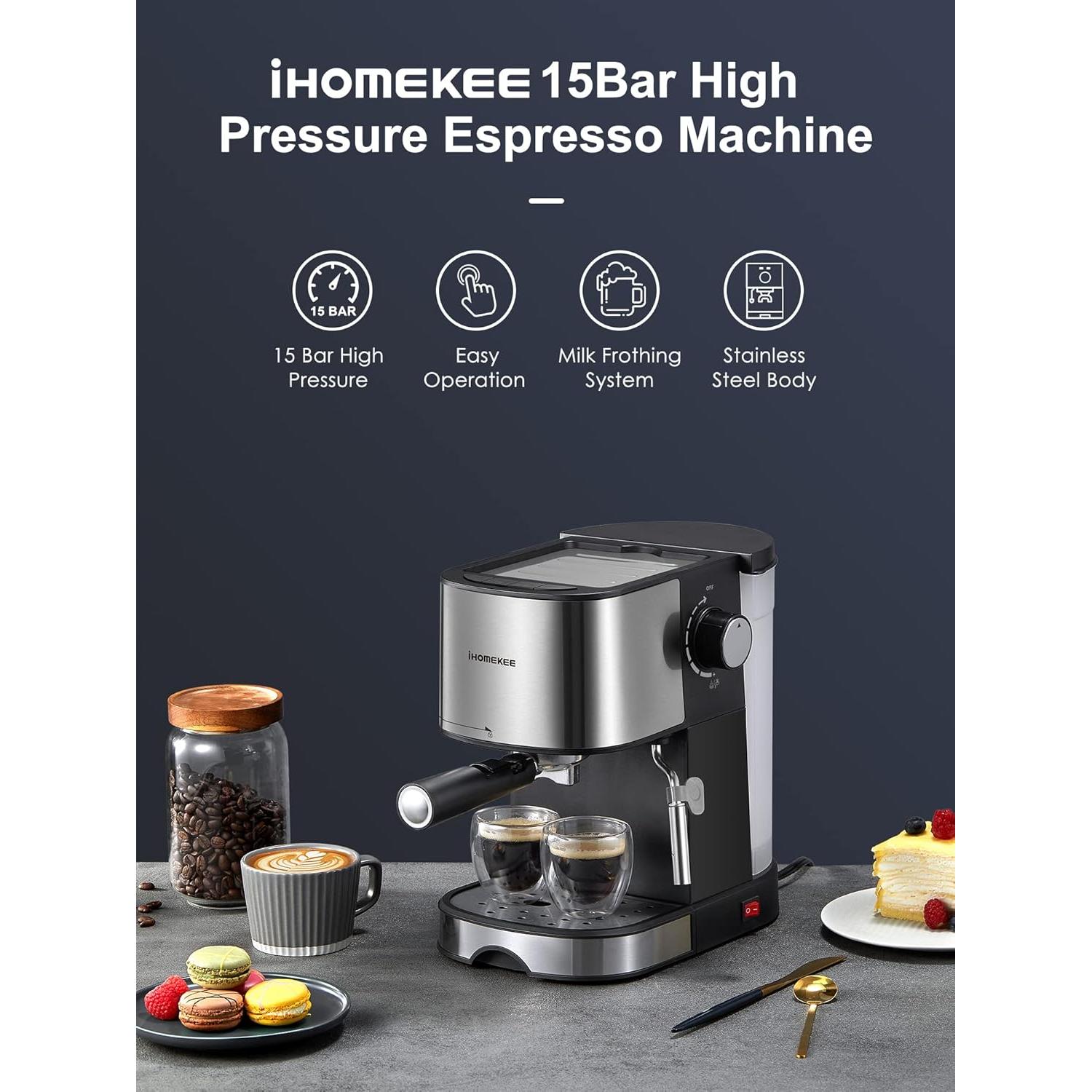 Máquina de Espresso Ihomekee CM6826T 15 Bar Semiautomática