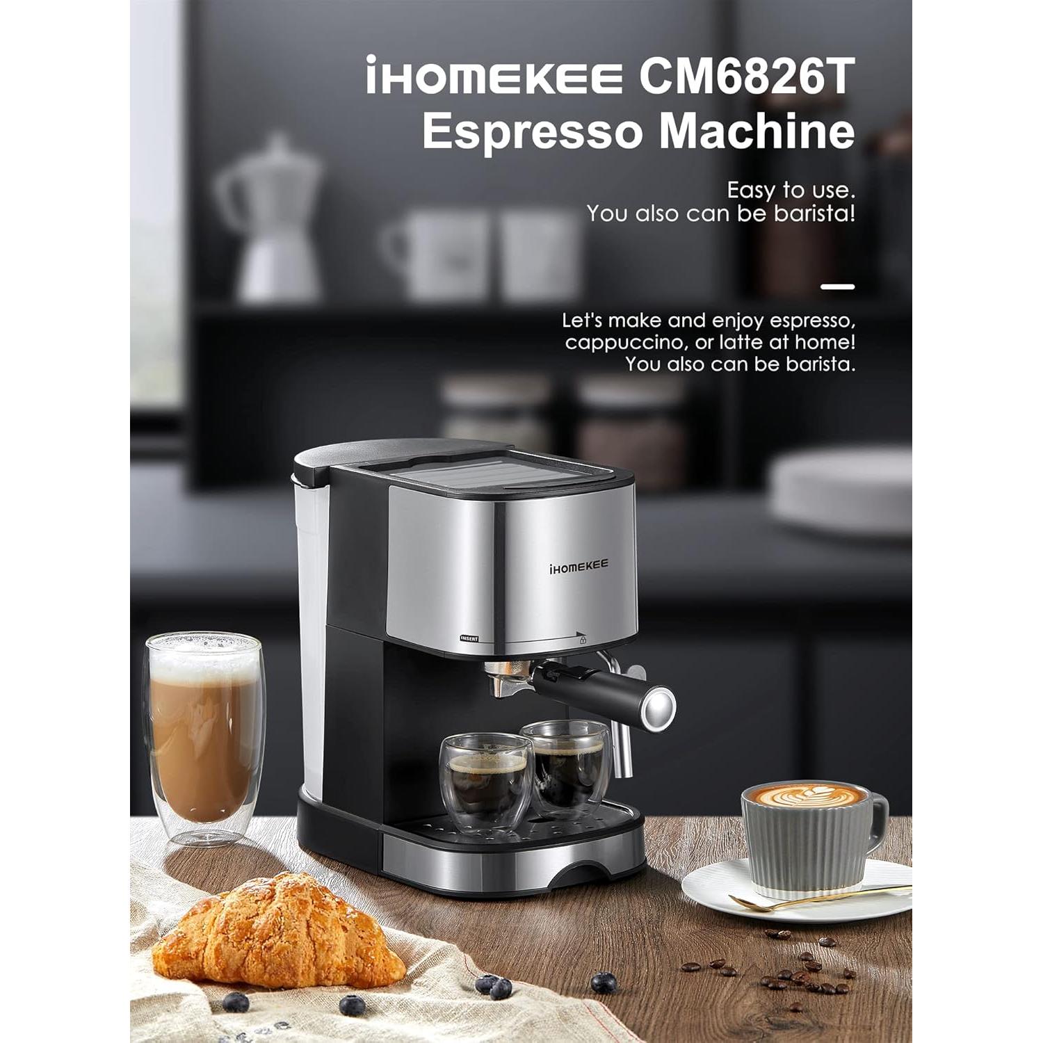 Máquina de Espresso Ihomekee CM6826T 15 Bar Semiautomática