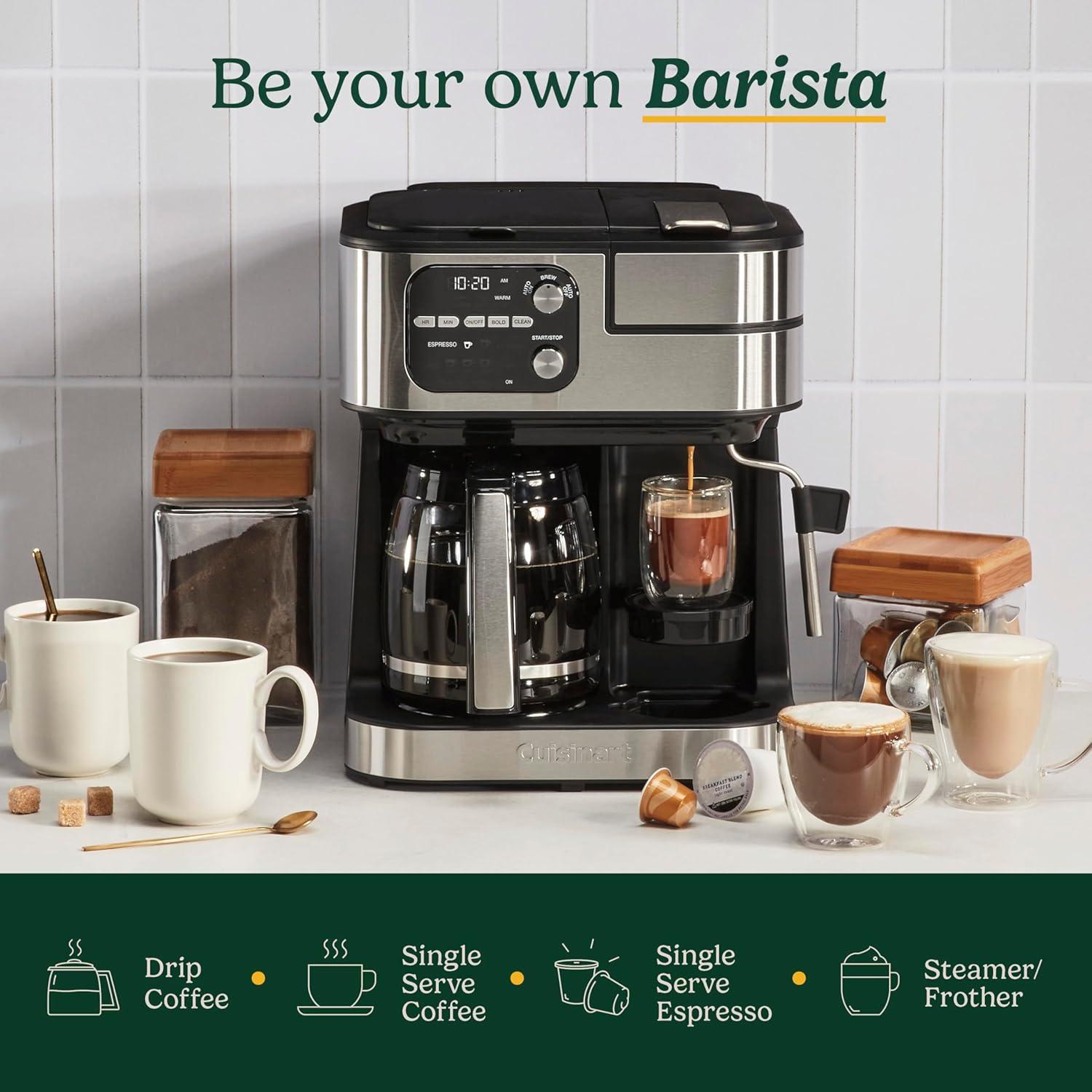 Cafetera Cuisinart Coffee Center Barista Bar 4-en-1 12 Tazas Negra