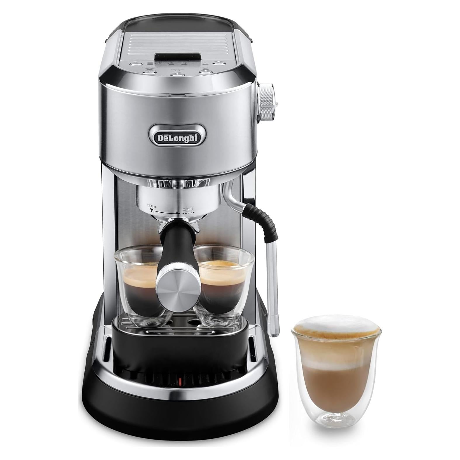 De’Longhi Dedica Maestro Espresso Machine with Milk Frother, 15-Bar Pump & Temperature Control - Barista Coffee Maker Kit for Espresso, Latte, Cappuccino & Iced Coffee - Italian Stainless Steel Design