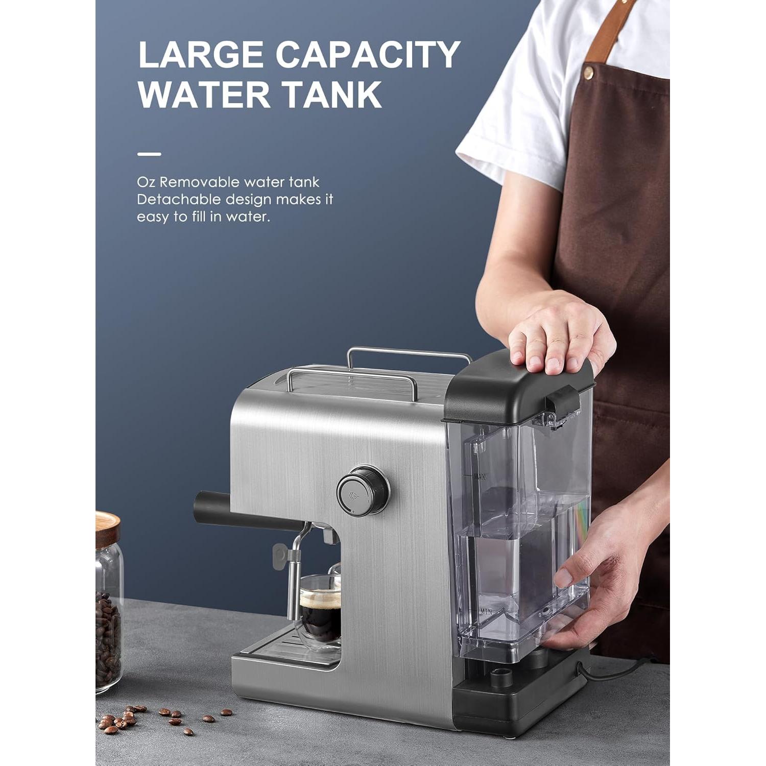 Espresso machine, CM6822 15 Bar Coffee Maker for Cappuccino and Latte Maker With Milk Frother, Removable Water Tank, Fast Heating Coffee Machine for Home, Office