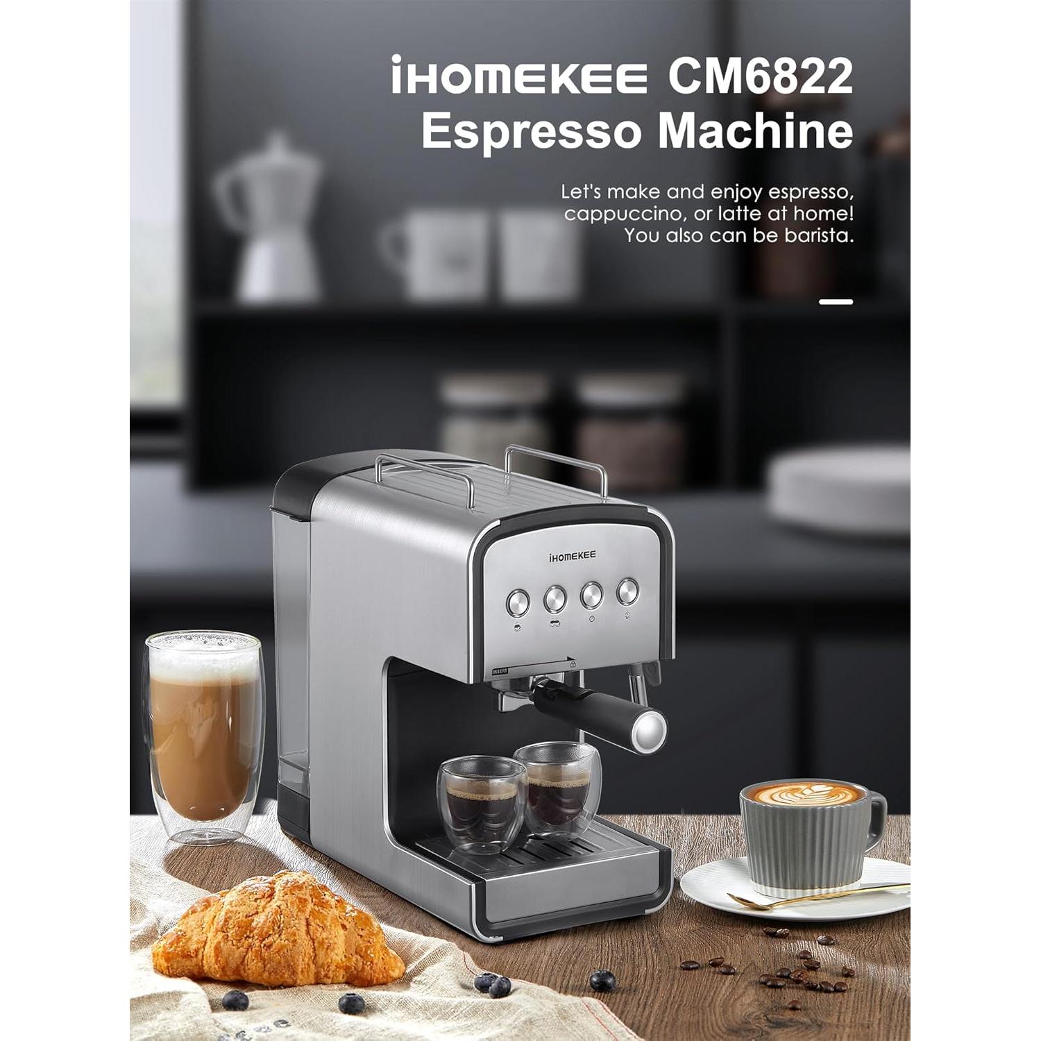 Espresso machine, CM6822 15 Bar Coffee Maker for Cappuccino and Latte Maker With Milk Frother, Removable Water Tank, Fast Heating Coffee Machine for Home, Office