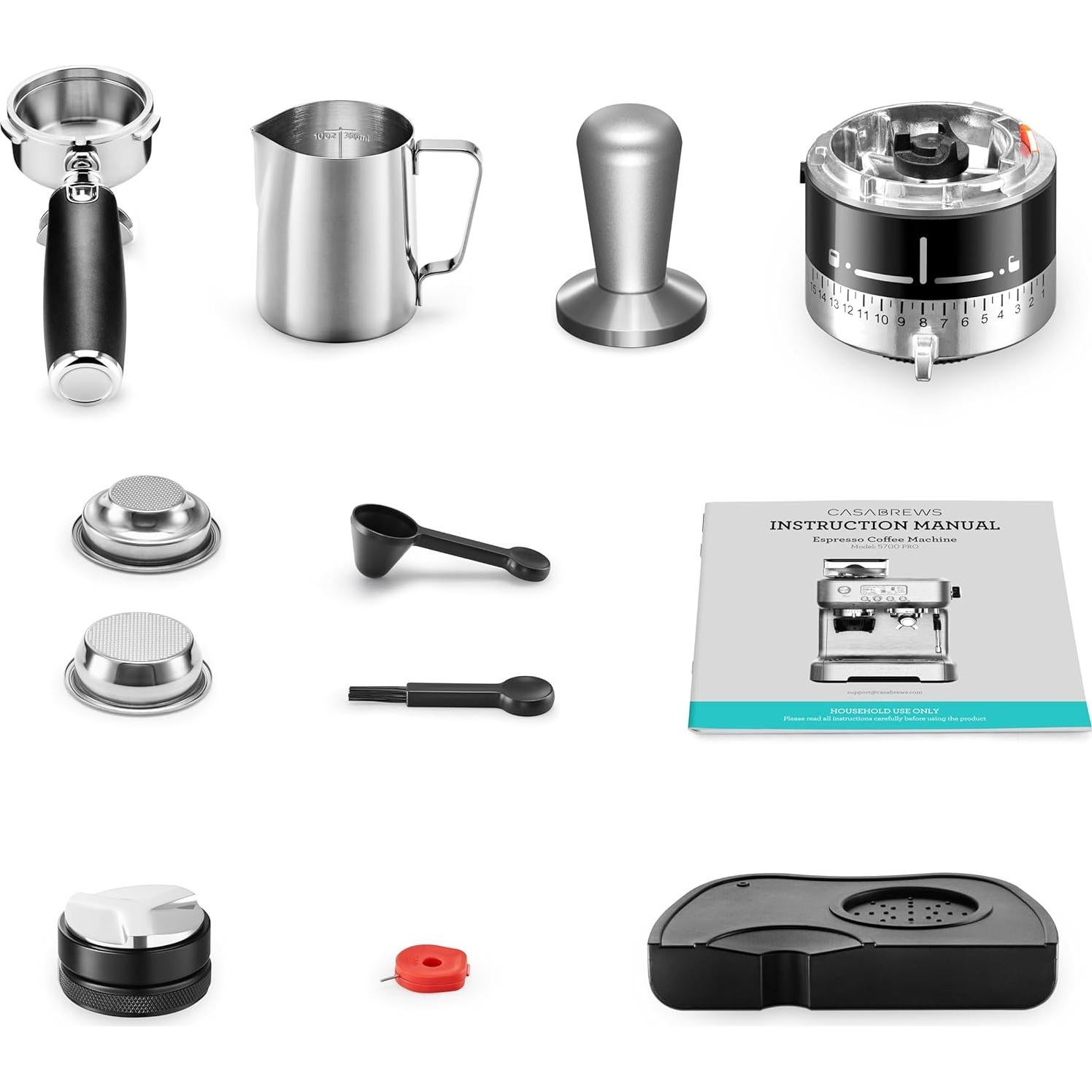 CASABREWS 5700Pro Espresso Machine with Grinder, Professional Coffee Maker with Milk Frother Steam Wand, Barista-Quality Cappuccino Latte Machine with LCD Display, Great for Coffee Enthusiasts