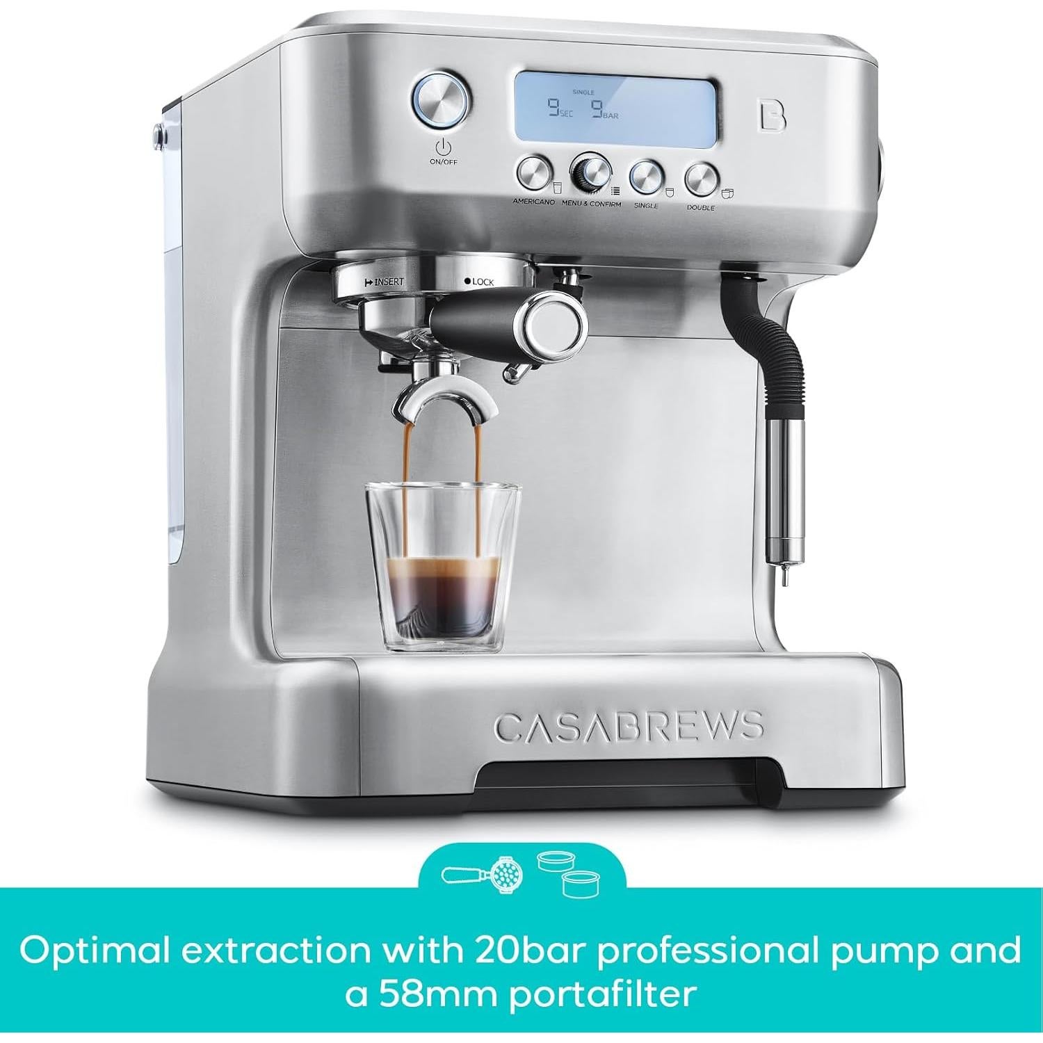 Máquina de Espresso CASABREWS Neutron Pro 20 Bar con Espumador Automático