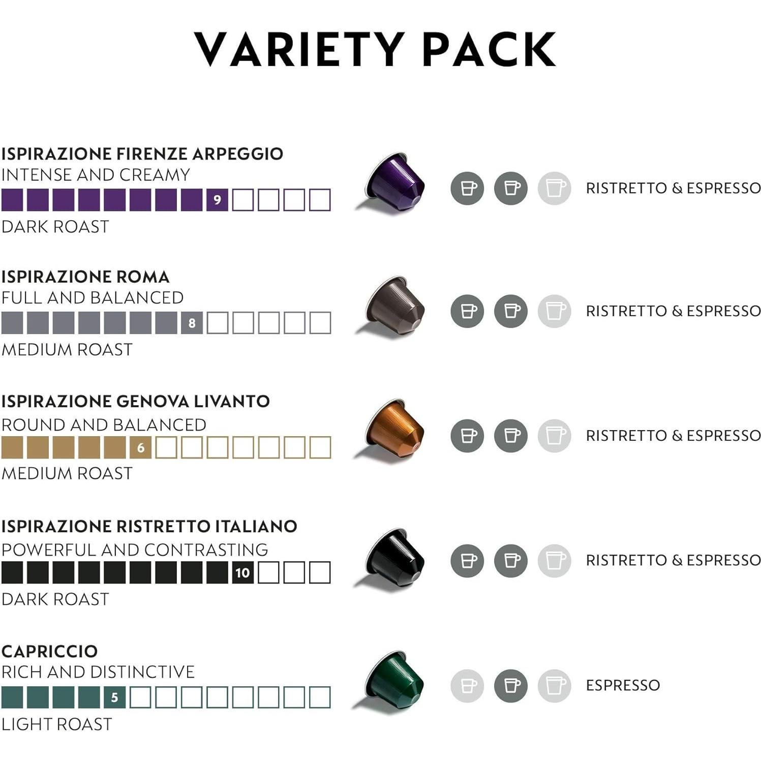 Paquete de Variedad Nespresso OriginalLine 50 Cápsulas