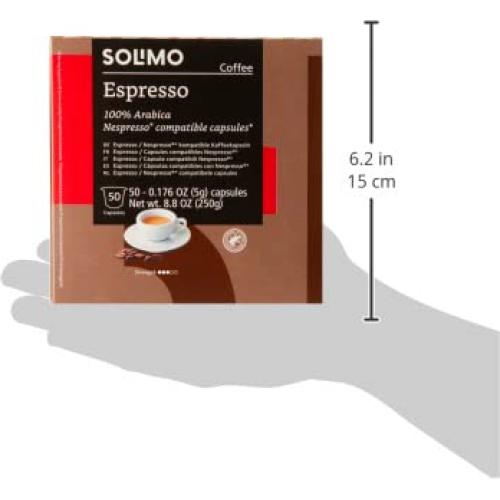 Cápsulas de Espresso Solimo Amazon 50 Unidades Tostado Medio