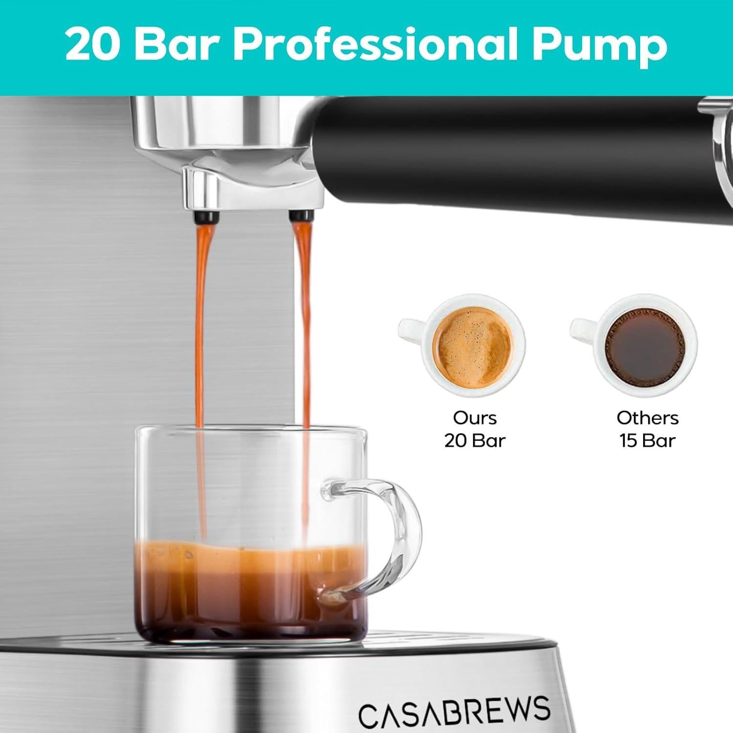 Máquina de Espresso CASABREWS CM5418J 20 Bar Acero Inoxidable