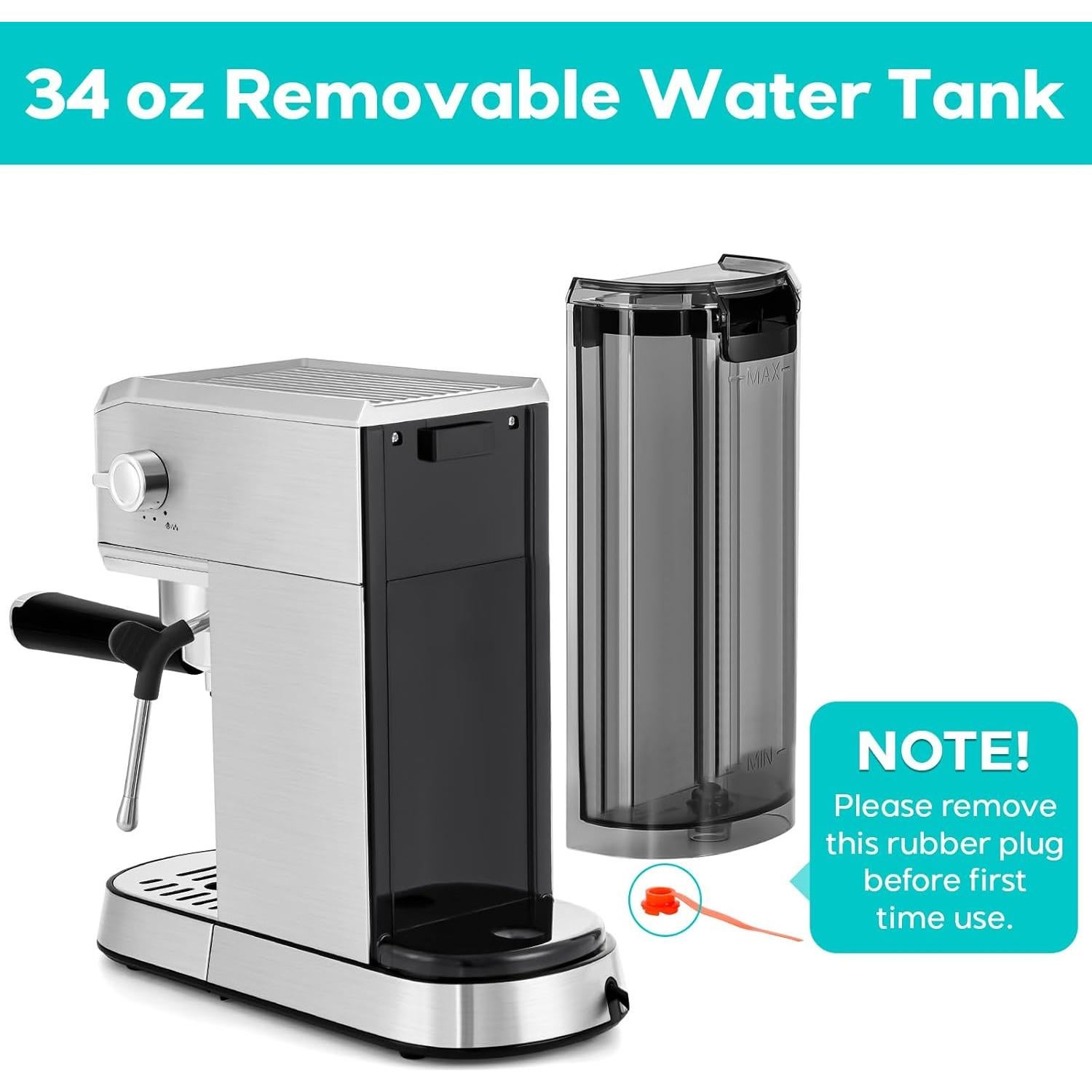 Máquina de Espresso CASABREWS CM5418J 20 Bar Acero Inoxidable