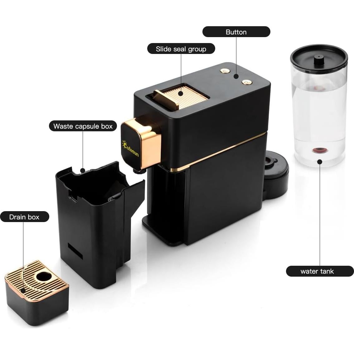 Cafetera Espresso Automática Cutesun Cute-826 Negra 2.72 kg