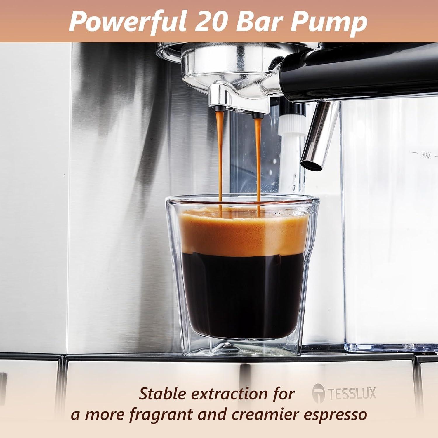 Espresso and Cappuccino Machine, 20 Bar Dual Boiler Latte Maker with Touch Control & Digital Temperature Display, Compact Coffee Machine for Home, Automatic Milk Frother