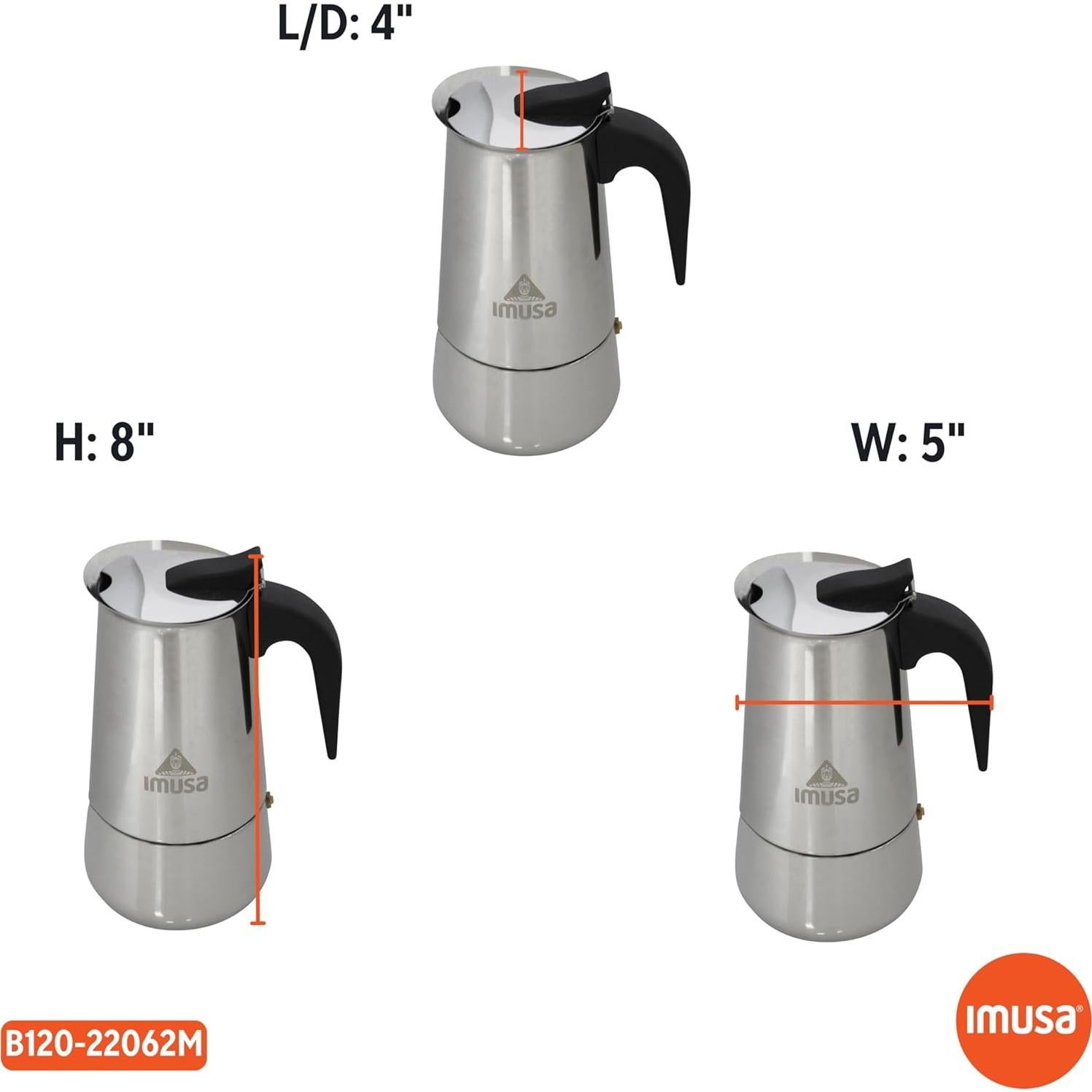 Cafetera Espresso IMUSA de Acero Inoxidable 6 Tazas Plata