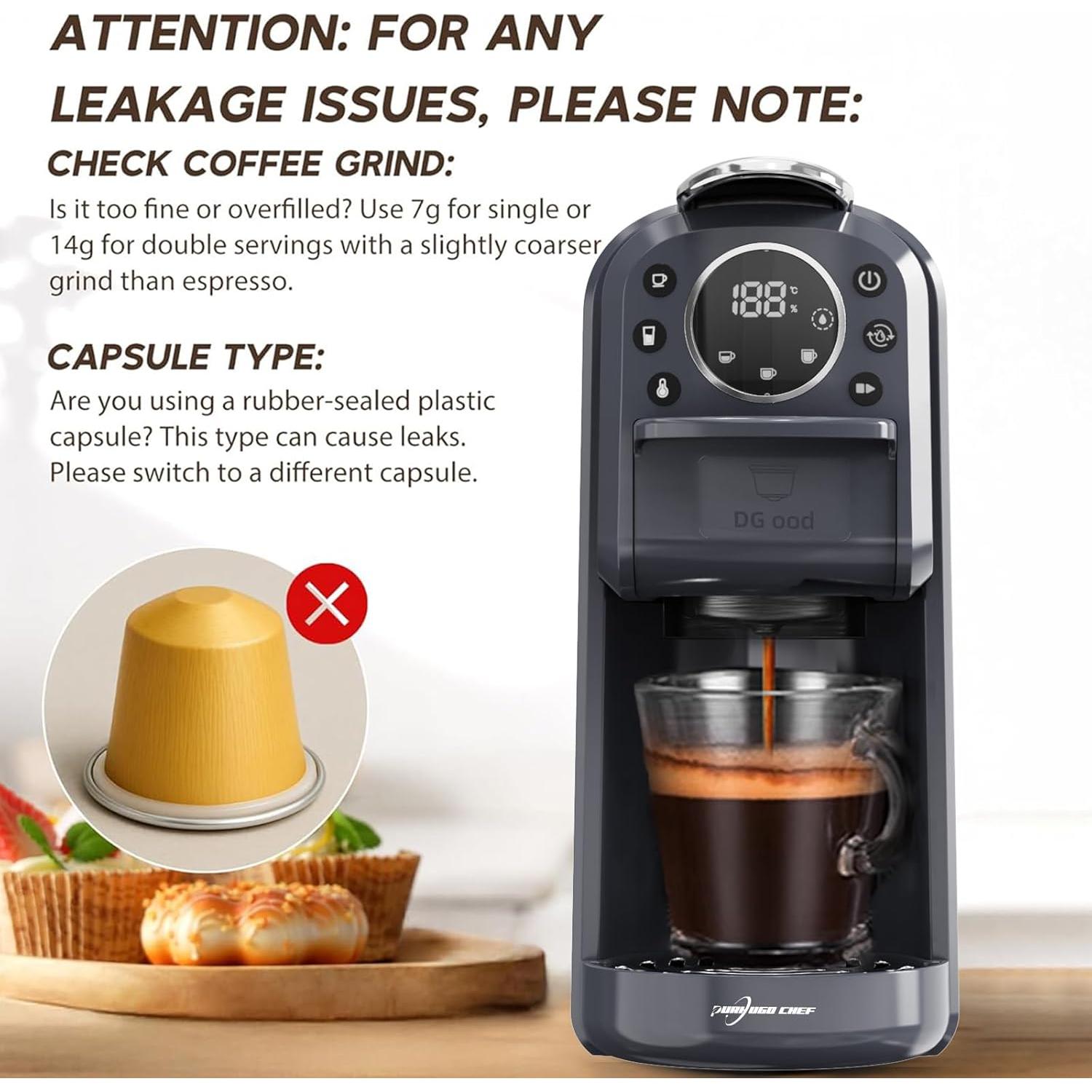 Máquina de Café Espresso 4en1 PURHUGO CHEF CM-C05A 20Bar