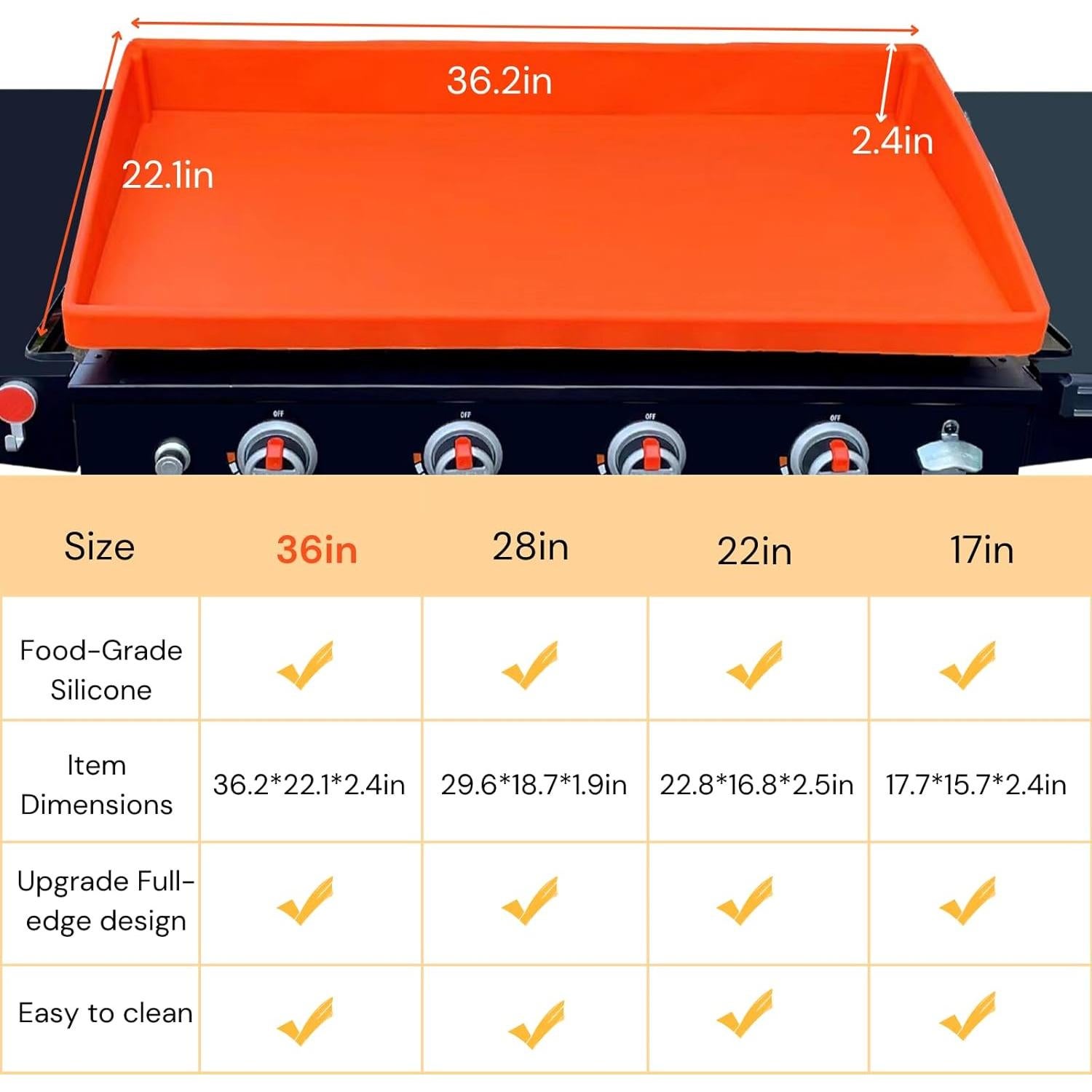 Tapete de Silicona Jacooxi 95x56 cm para Parrilla Blackstone