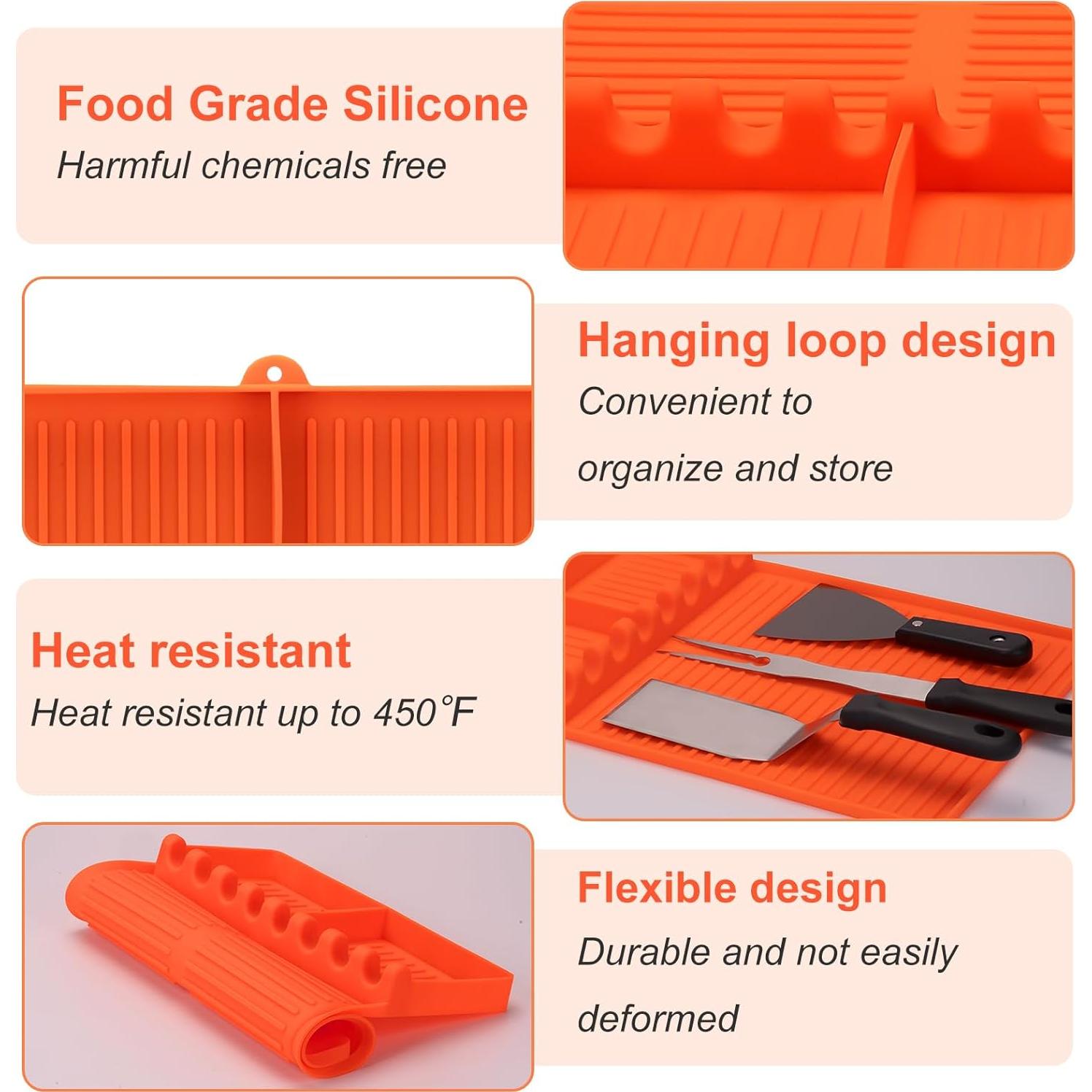 Alfombrilla de Silicona GOSALISU para Parrilla 41x28cm Naranja