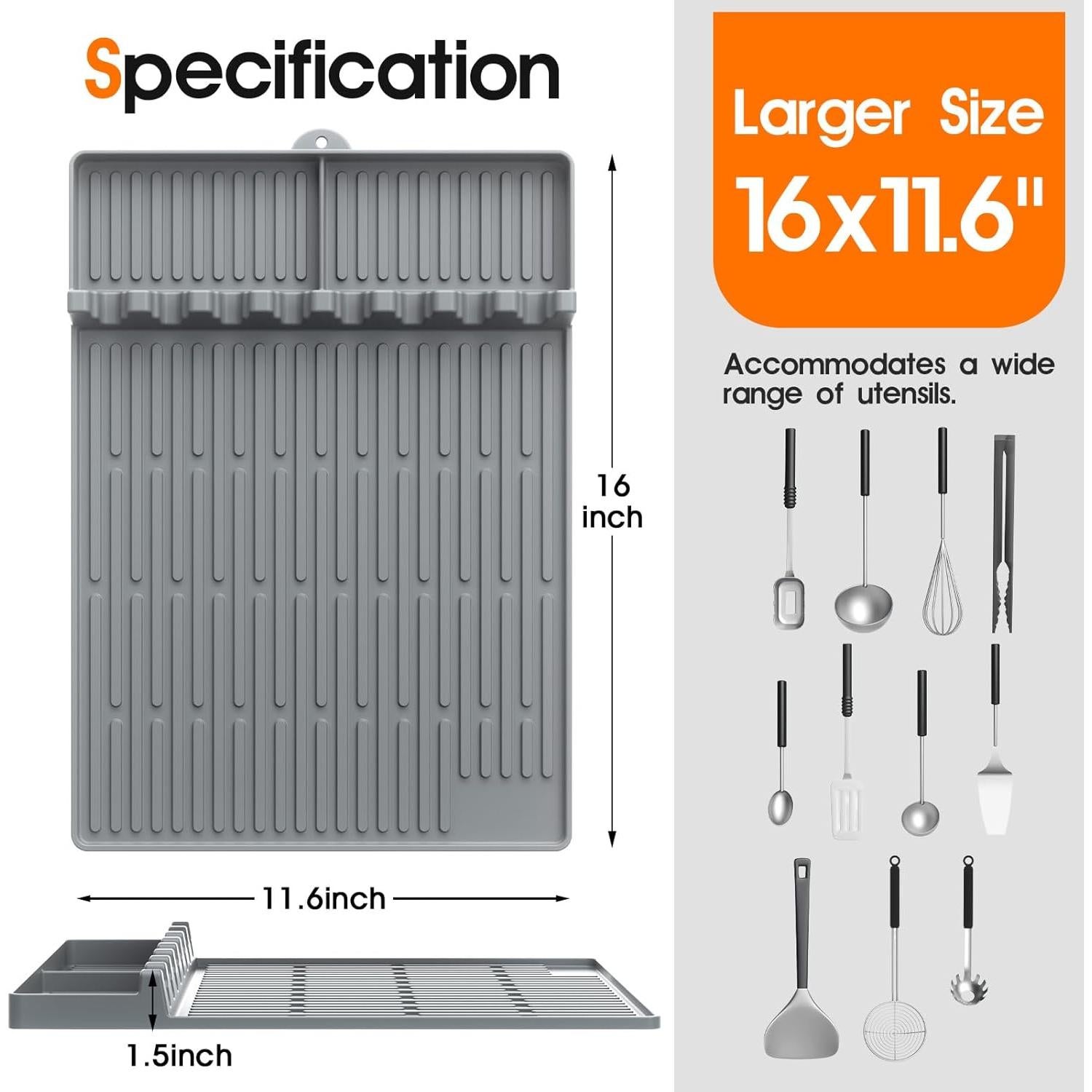 Alfombrilla de Silicona Snuggery 40,64x29,21 cm BBQ Gris