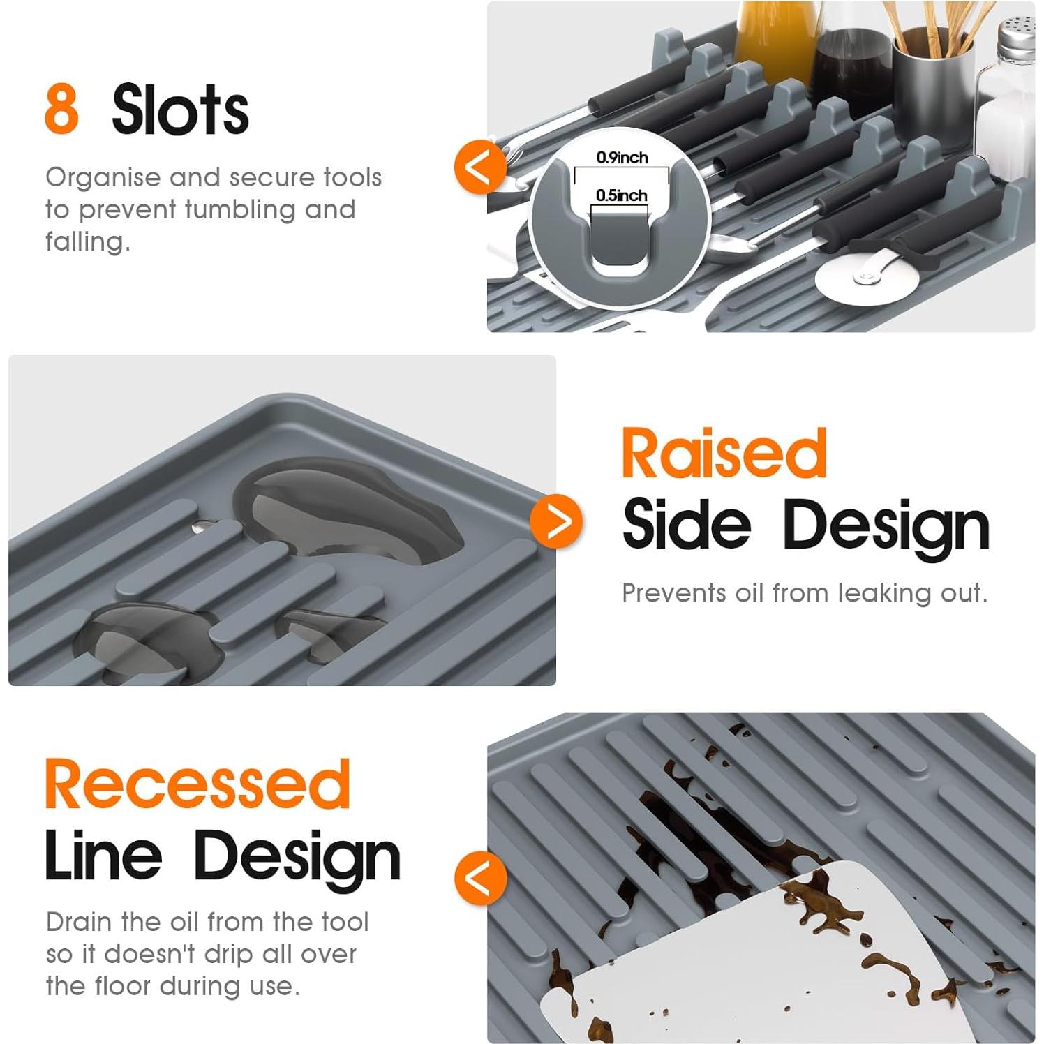 Alfombrilla de Silicona Snuggery 40,64x29,21 cm BBQ Gris