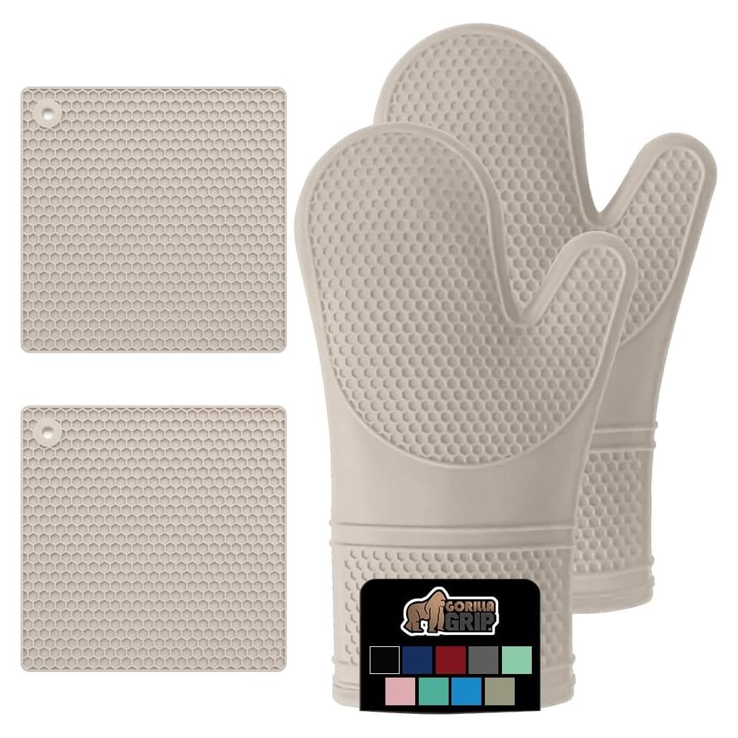 Juego de Manoplas y Trivets Gorilla Grip 4 Piezas Almendra