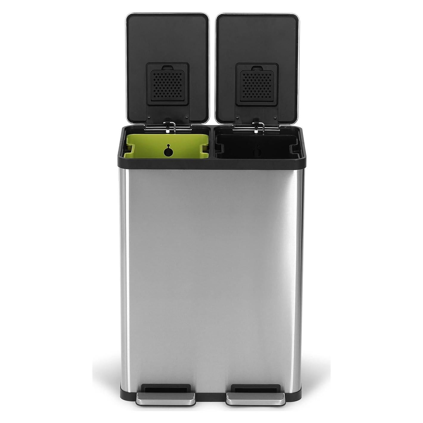 Cubo de Basura Simpli-Magic 60L Doble Compartimento Acero