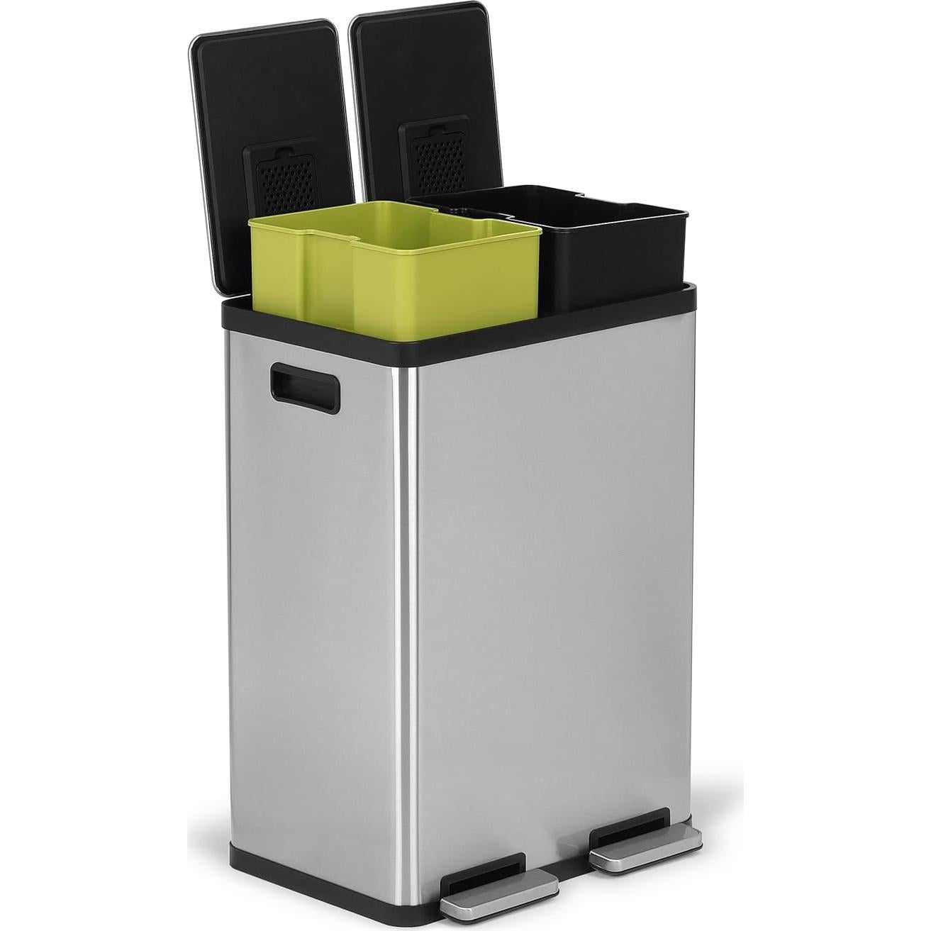 Cubo de Basura Simpli-Magic 60L Doble Compartimento Acero