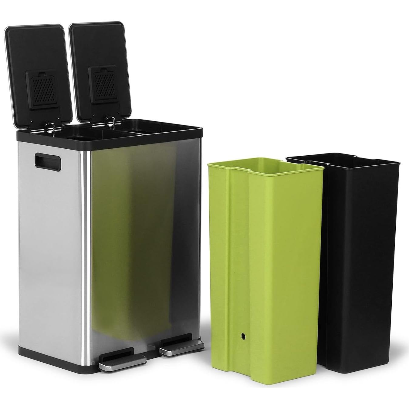 Cubo de Basura Simpli-Magic 60L Doble Compartimento Acero