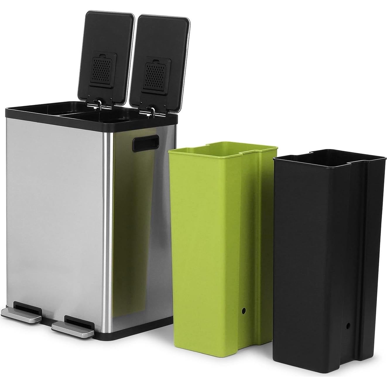 Cubo de Basura Simpli-Magic 60L Doble Compartimento Acero