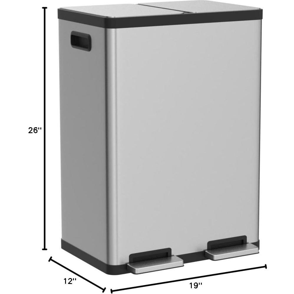 Cubo de Basura Simpli-Magic 60L Doble Compartimento Acero
