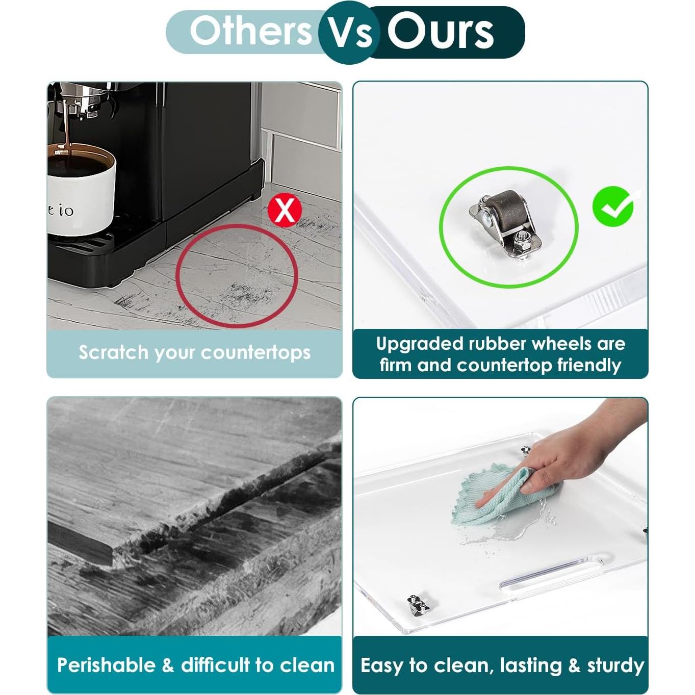 Bandeja Deslizante Acrílica HAYVAN 24,89x35,56cm con Ruedas