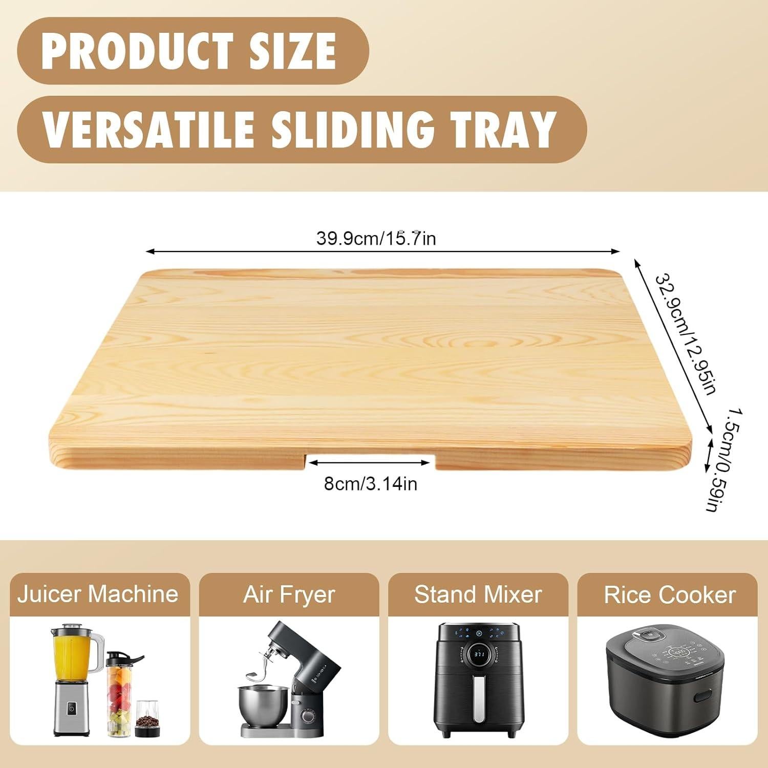 Bandeja Deslizante 360° MAERKA de Bambú 40,64 x 33,02 cm