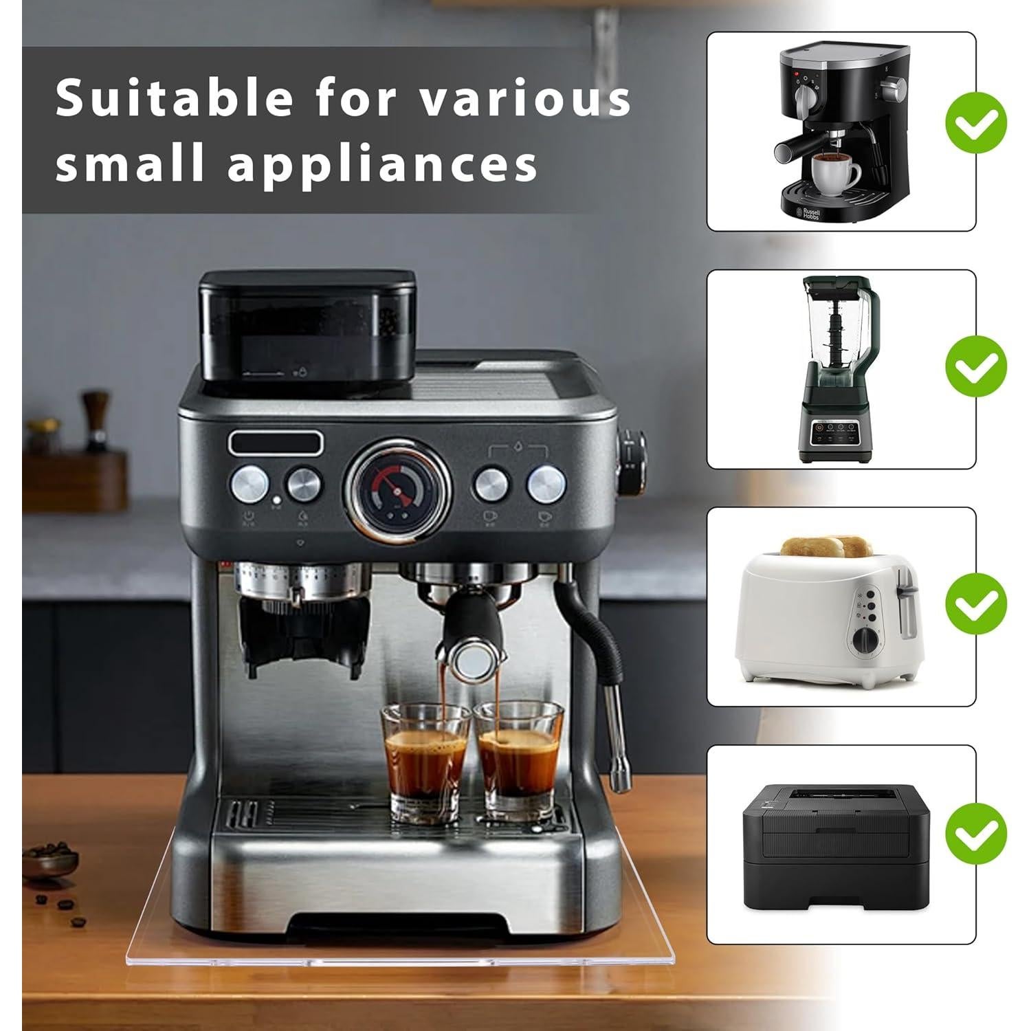 Bandeja deslizante para cafetera Mostshells 30x25 cm incoloro