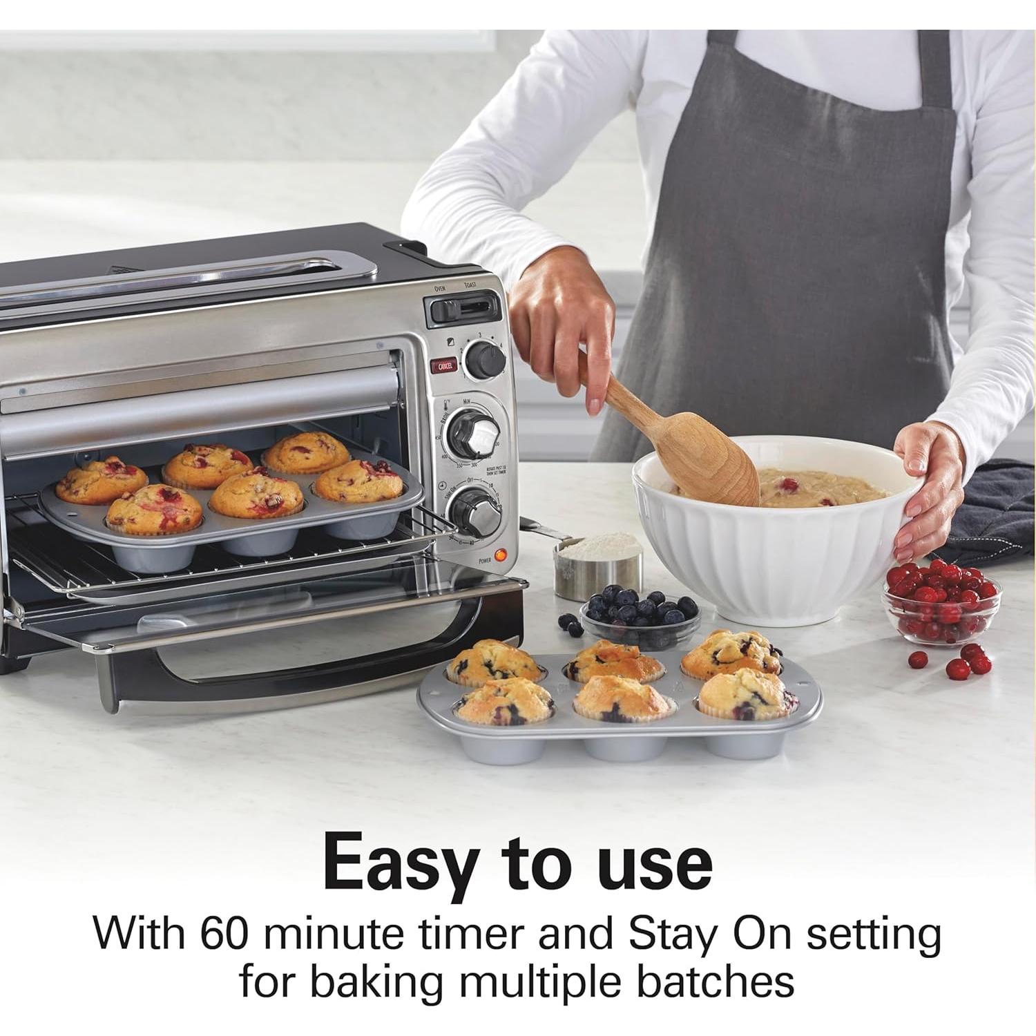 Horno Tostador 2-en-1 Hamilton Beach Acero Inoxidable 16.5L