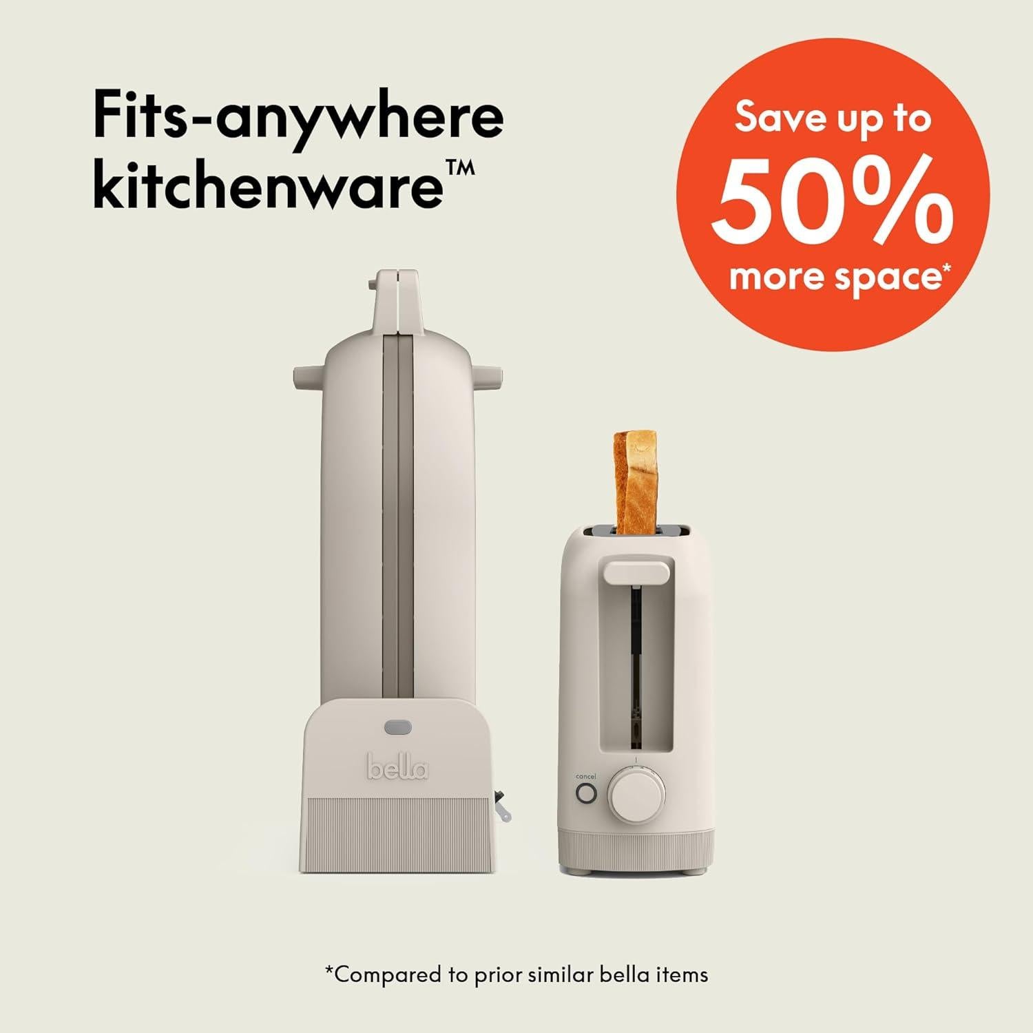 Tostadora Slim 2 Rebanadas BELLA + Fabricador Waffles Cerámico