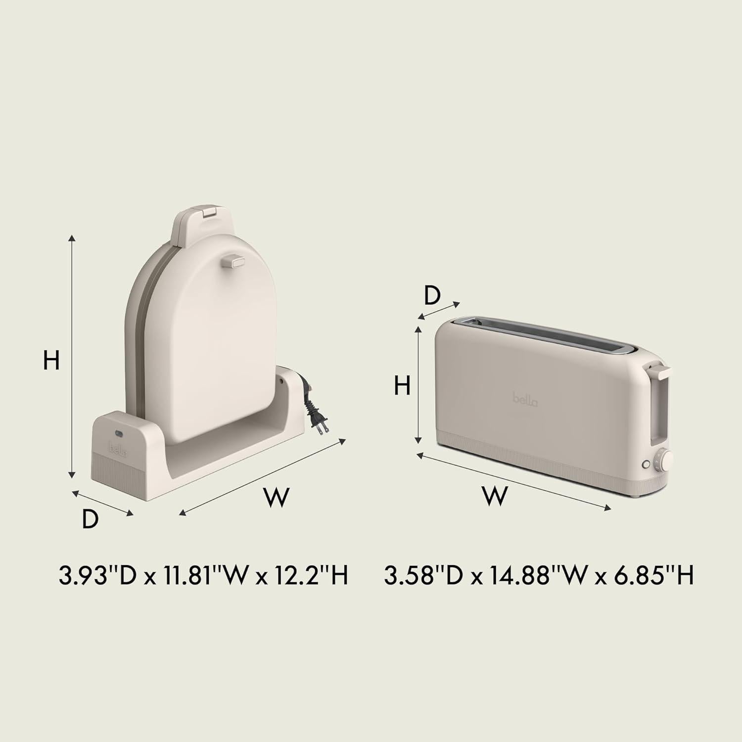 Tostadora Slim 2 Rebanadas BELLA + Fabricador Waffles Cerámico