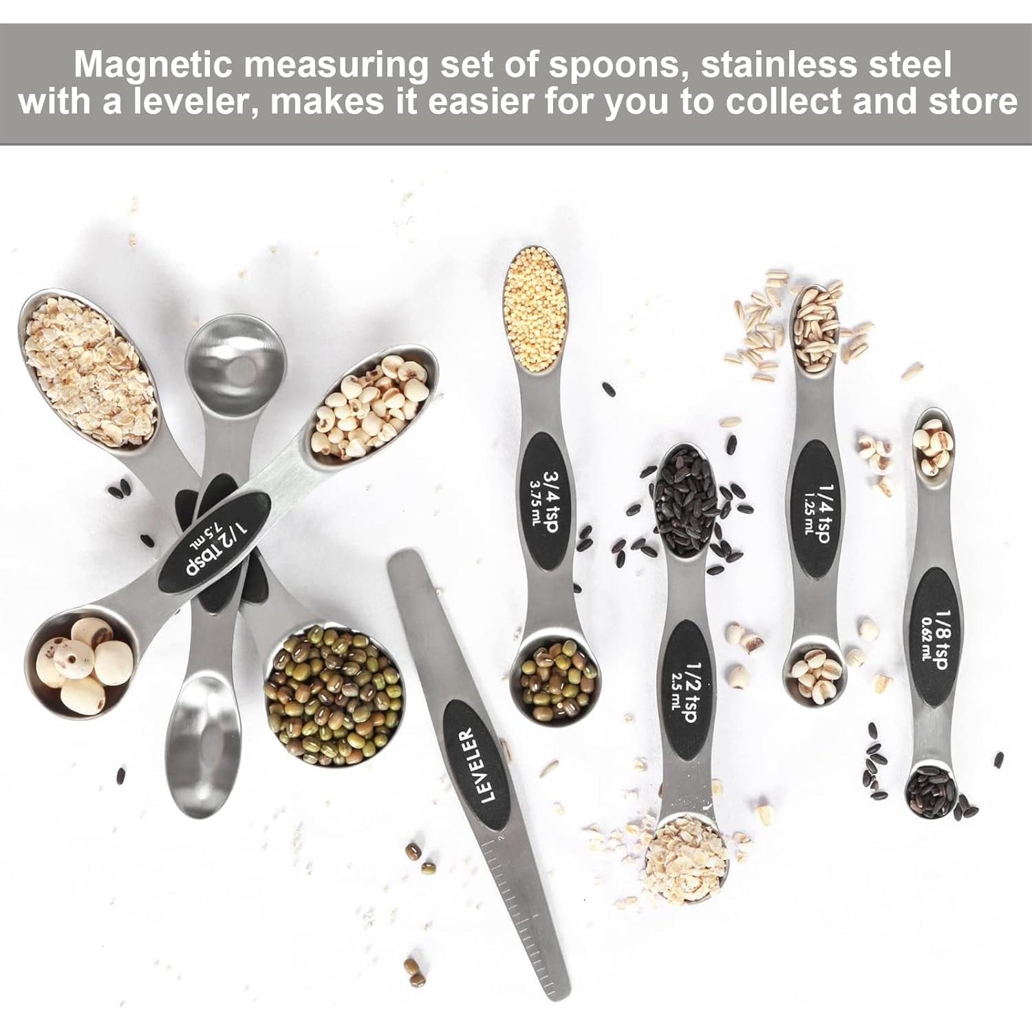 Juego de Cucharas Medidoras Magnéticas BIDFUL 7 Piezas Acero Inoxidable