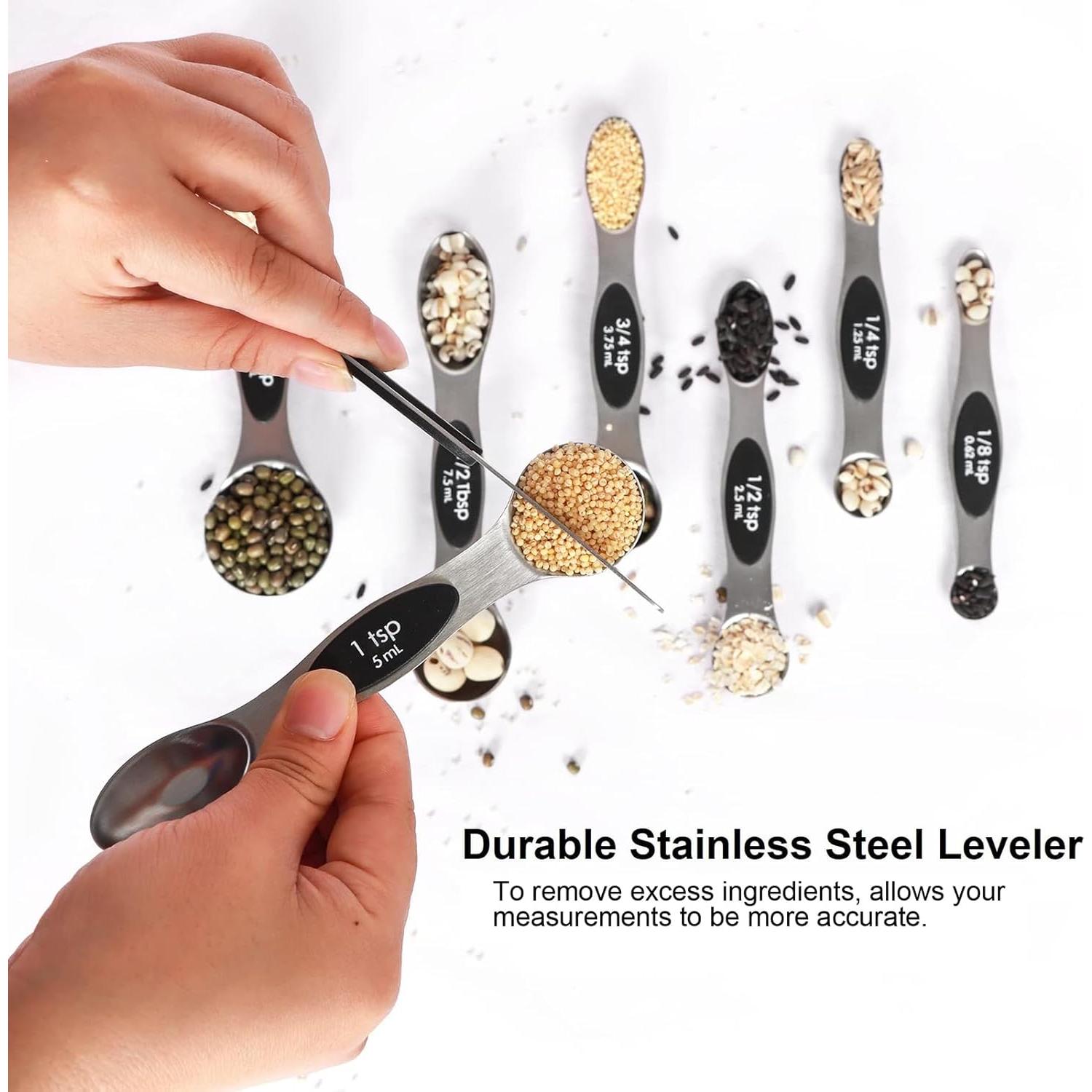 Juego de Cucharas Medidoras Magnéticas BIDFUL 7 Piezas Acero Inoxidable