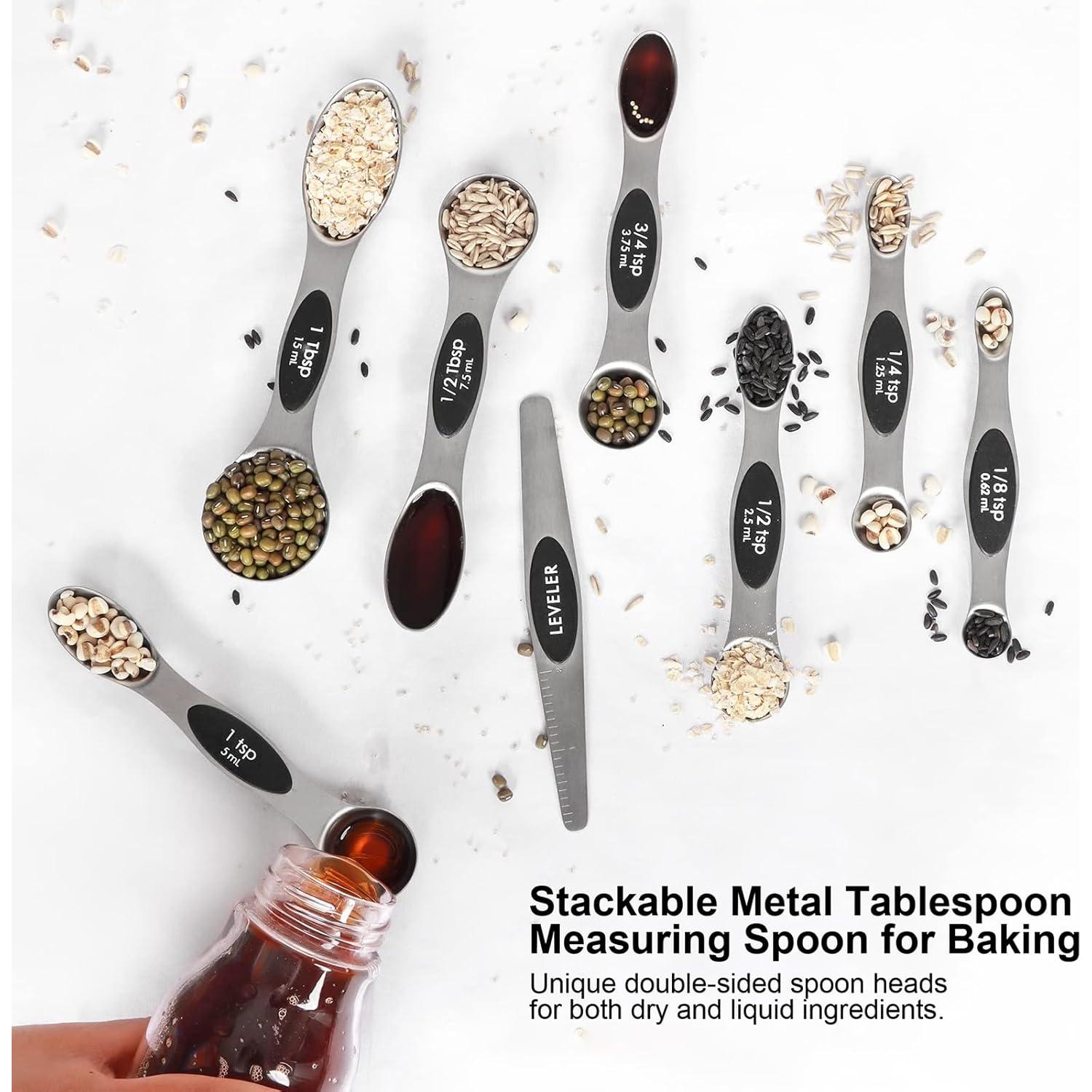 Juego de Cucharas Medidoras Magnéticas BIDFUL 7 Piezas Acero Inoxidable