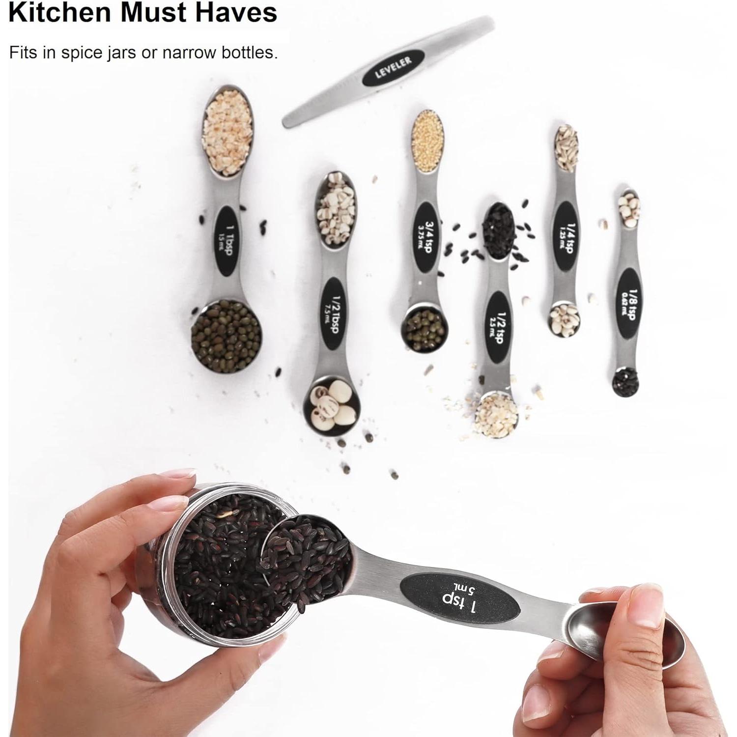 Juego de Cucharas Medidoras Magnéticas BIDFUL 7 Piezas Acero Inoxidable