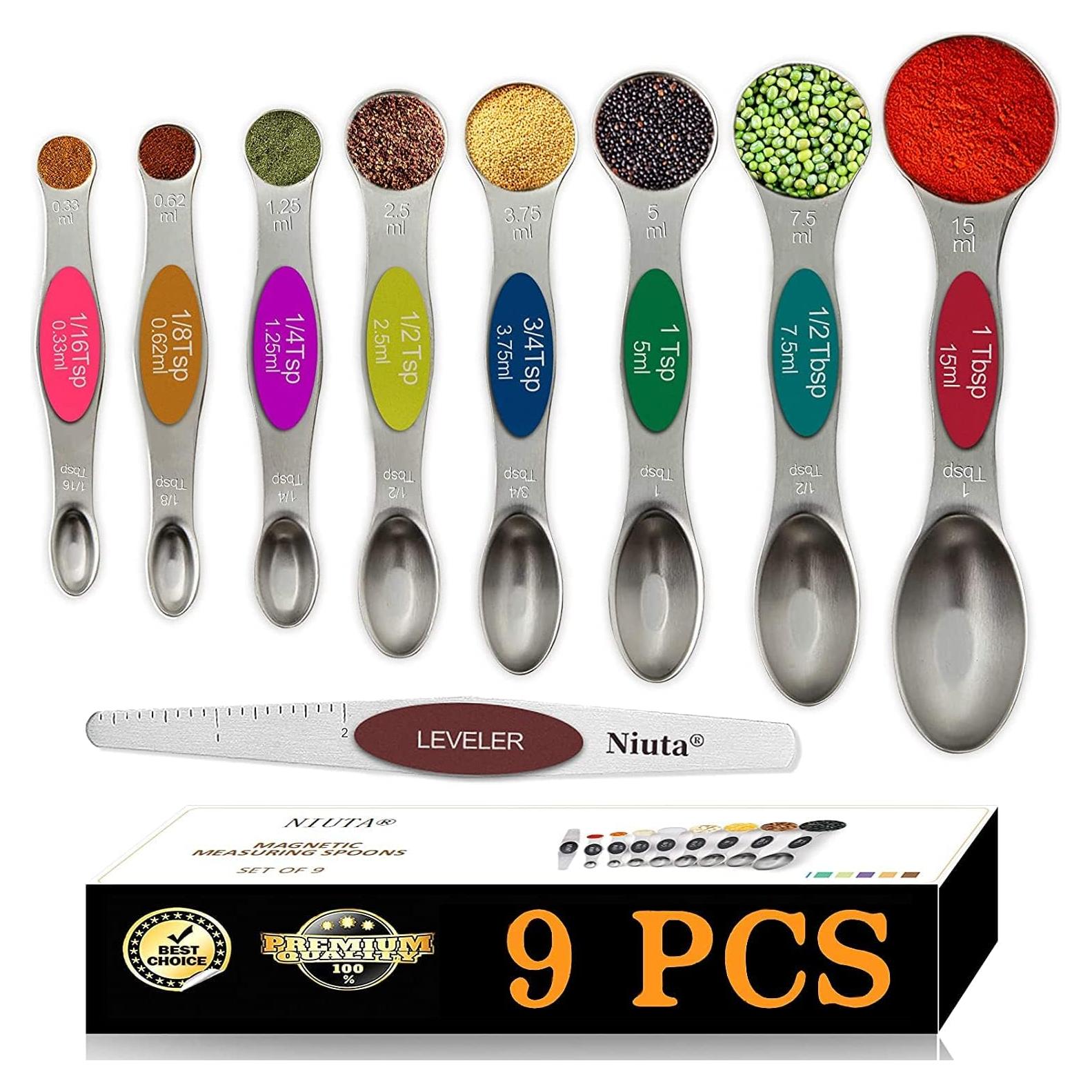 Juego de cucharas medidoras magnéticas NIUTA, set de 9