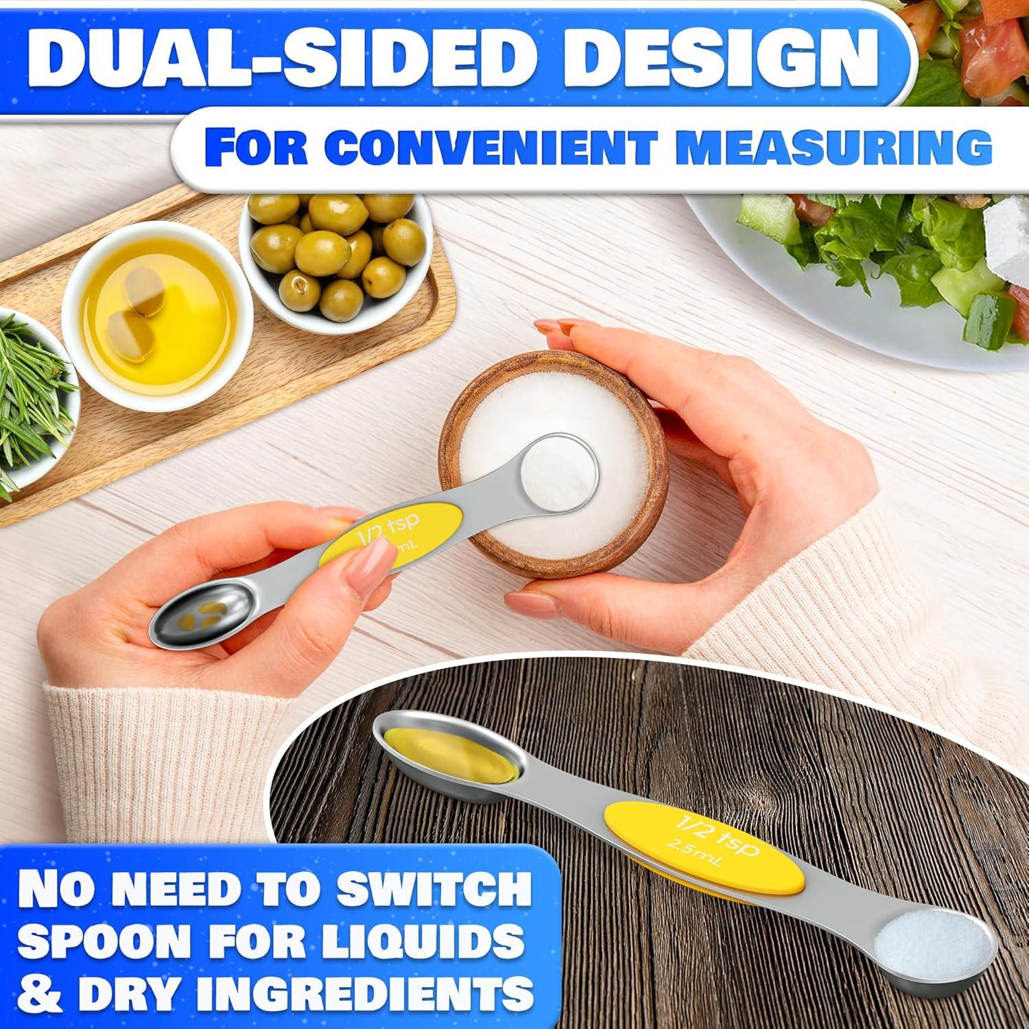 Juego de Cucharas Medidoras Magnéticas HYQO 8 Pcs Acero Inoxidable